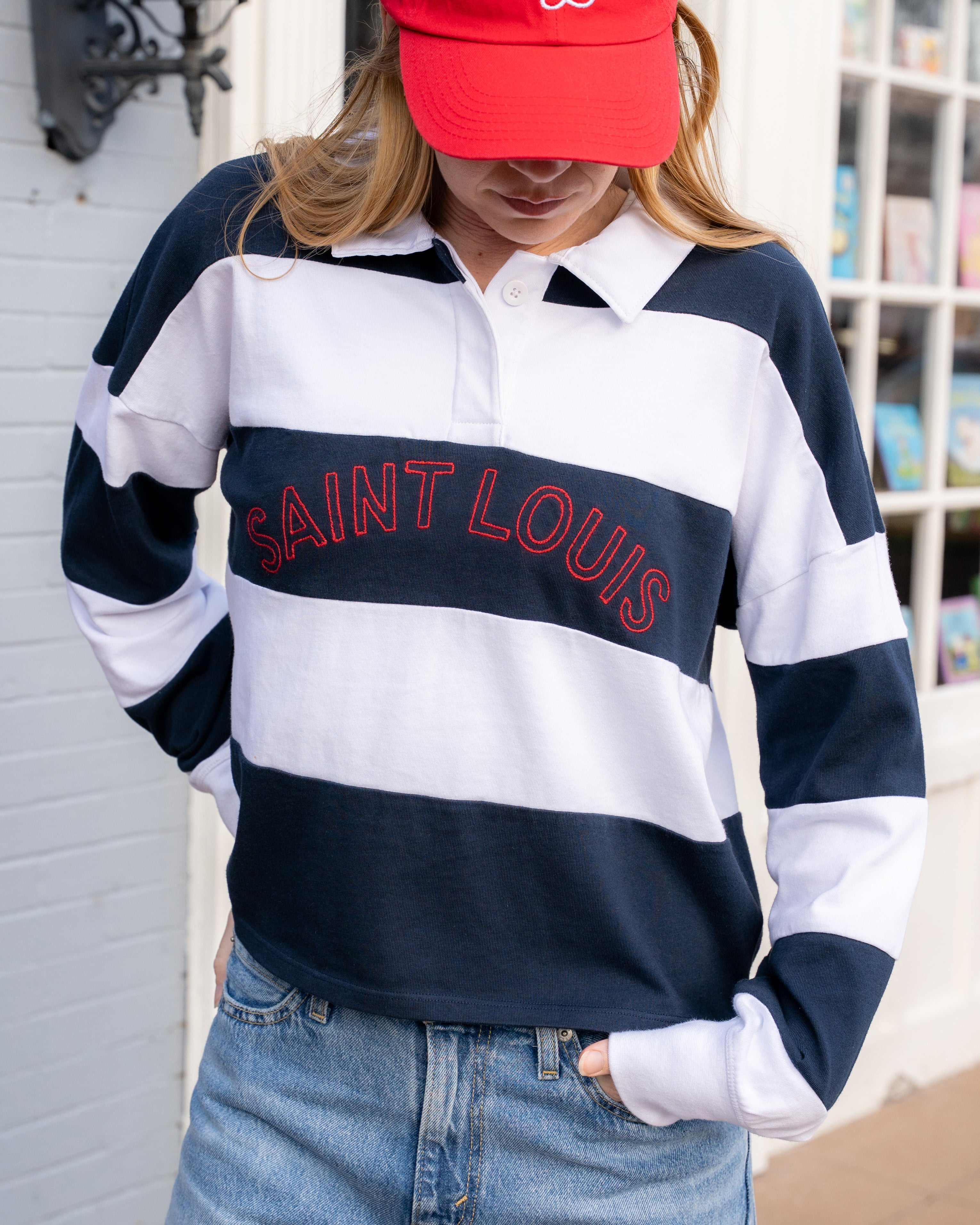 トップス 00s archive graphic polo sharespirit lgb Saint Louis Rugby Embroidered Polo Top