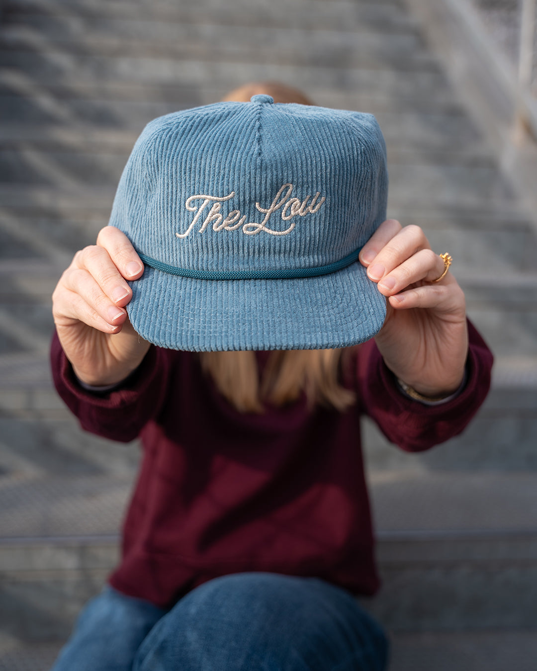 The Lou Embroidered Corduroy Snapback Cap