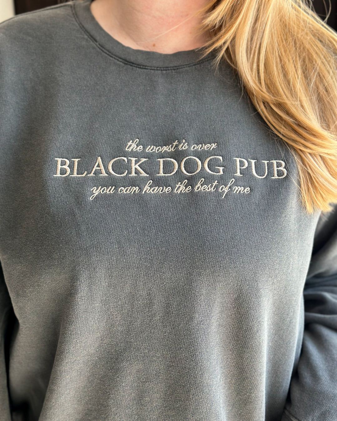 The Black Dog Comfort Colors Lightweight Embroidered Sweatshirt