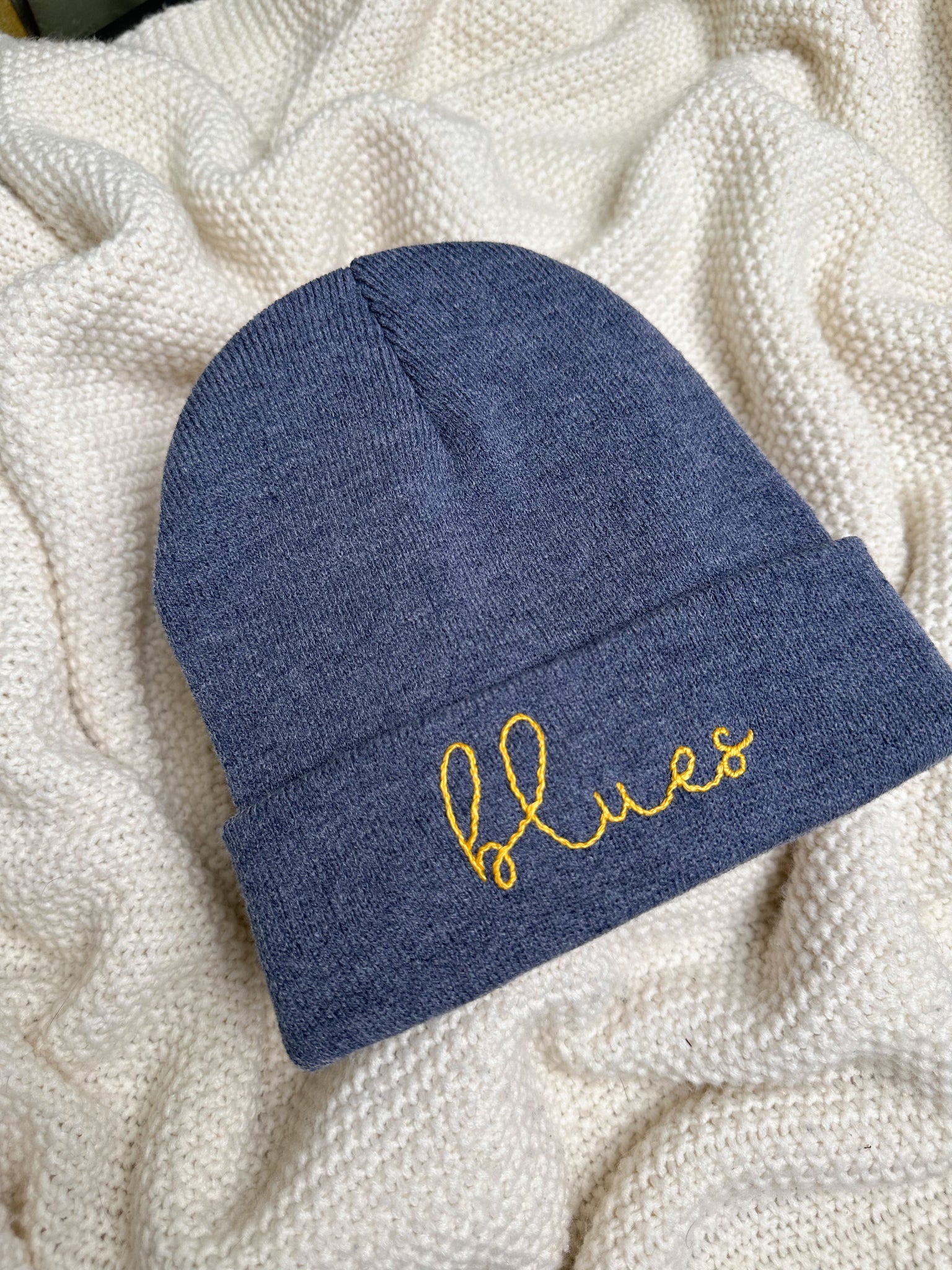 St. Louis Blues Hat/ Blues Hat/Embroidered Blues Hat/ Play Gloria/ White  hat w/ Royal STL and yellow gold stanley