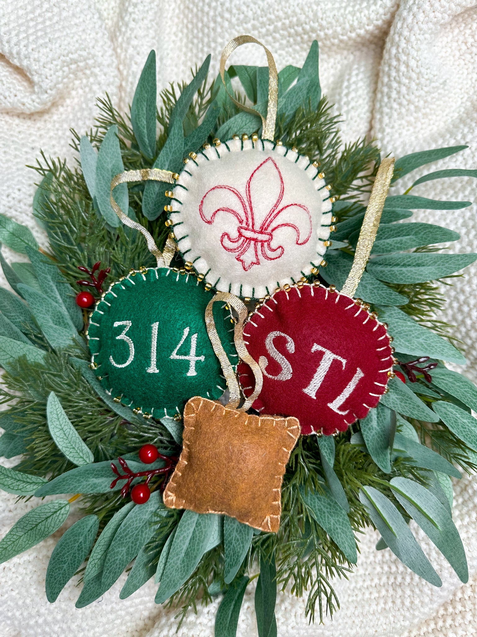 Saint Louis Hand Stitched Ornaments