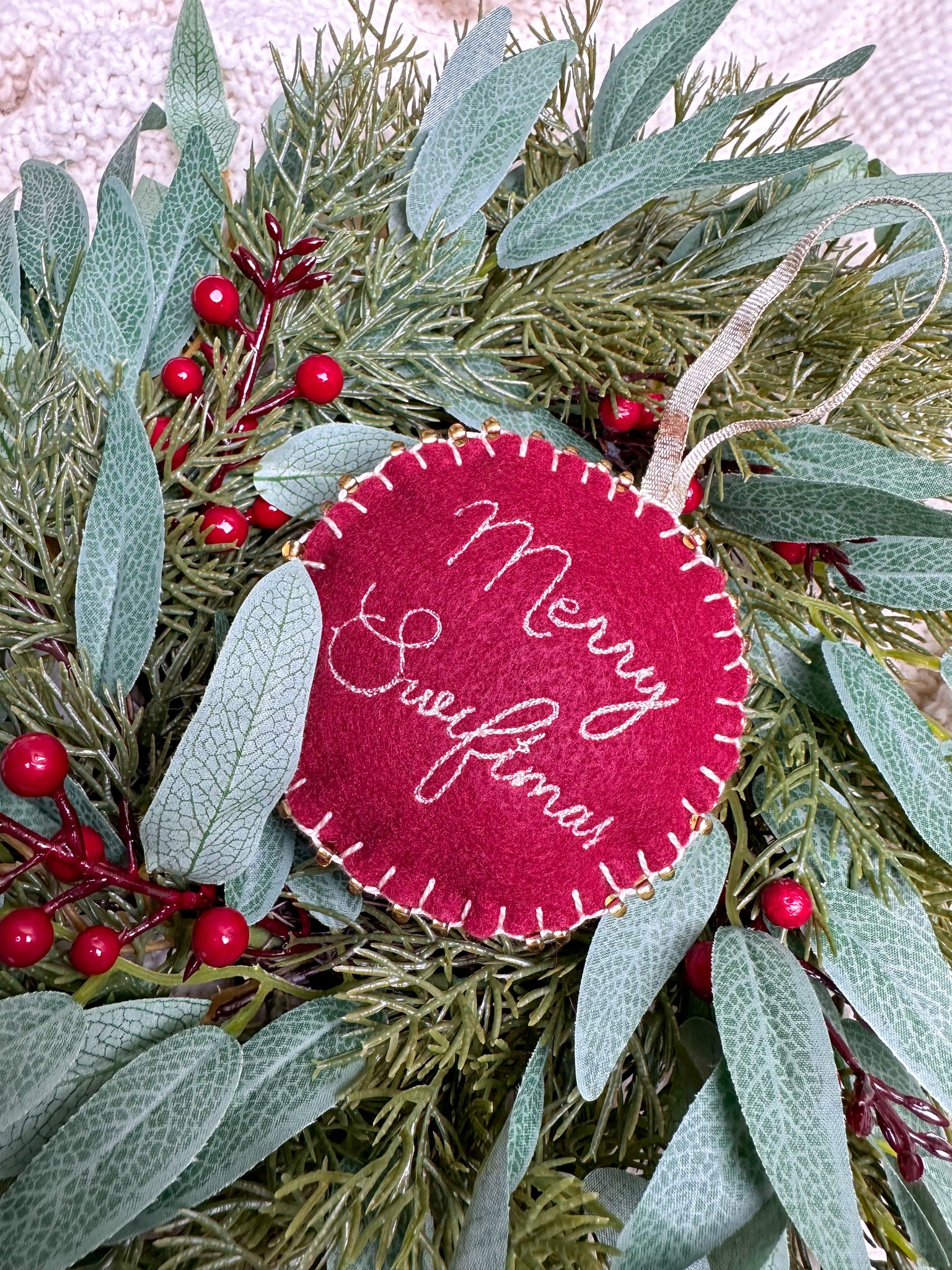 Hand Stitched 'Tis the Damn Season and Merry Swiftmas Ornaments