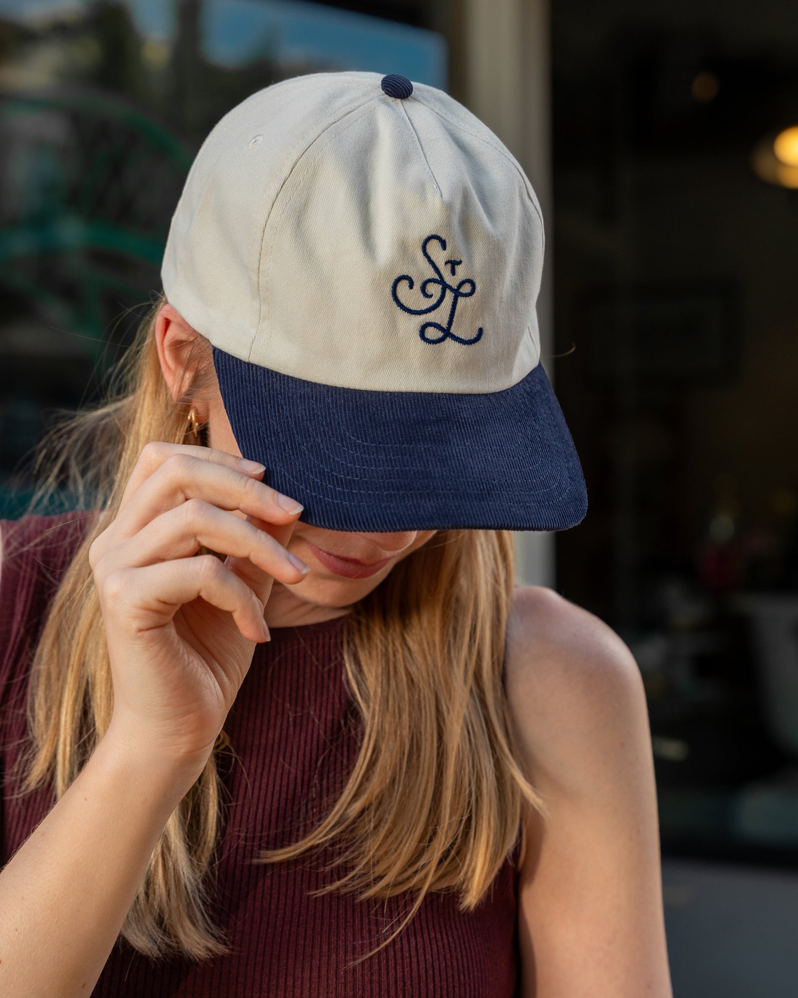 Euclid stl embroidered corduroy navy hat