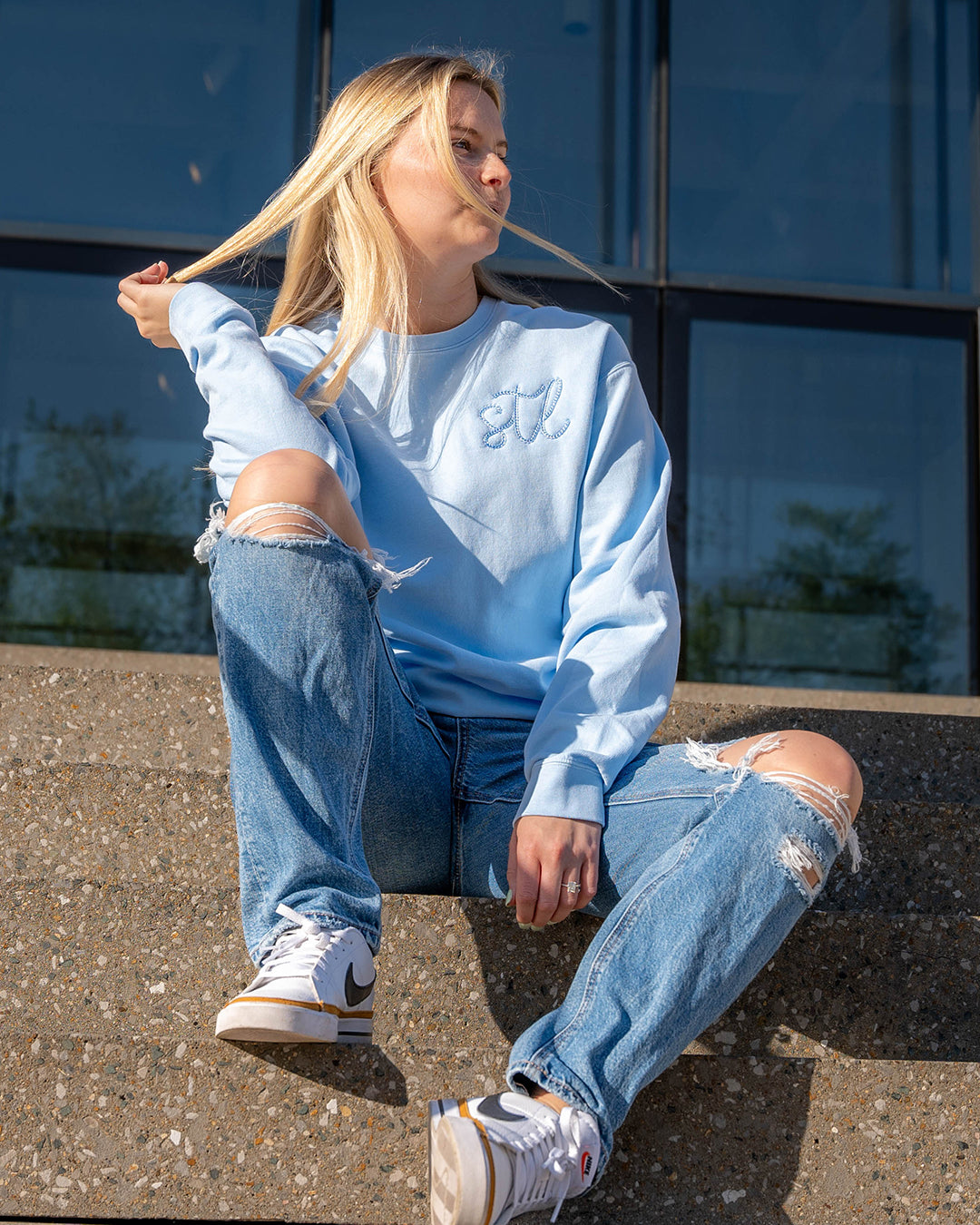 Magnolia Lightweight Embroidered Comfort Colors Sweatshirt