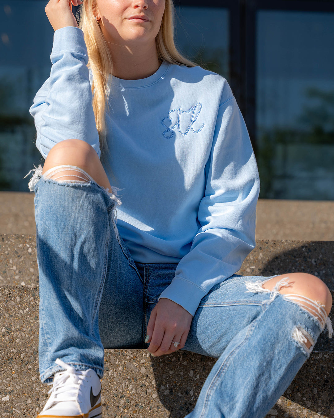 Magnolia Lightweight Embroidered Comfort Colors Sweatshirt