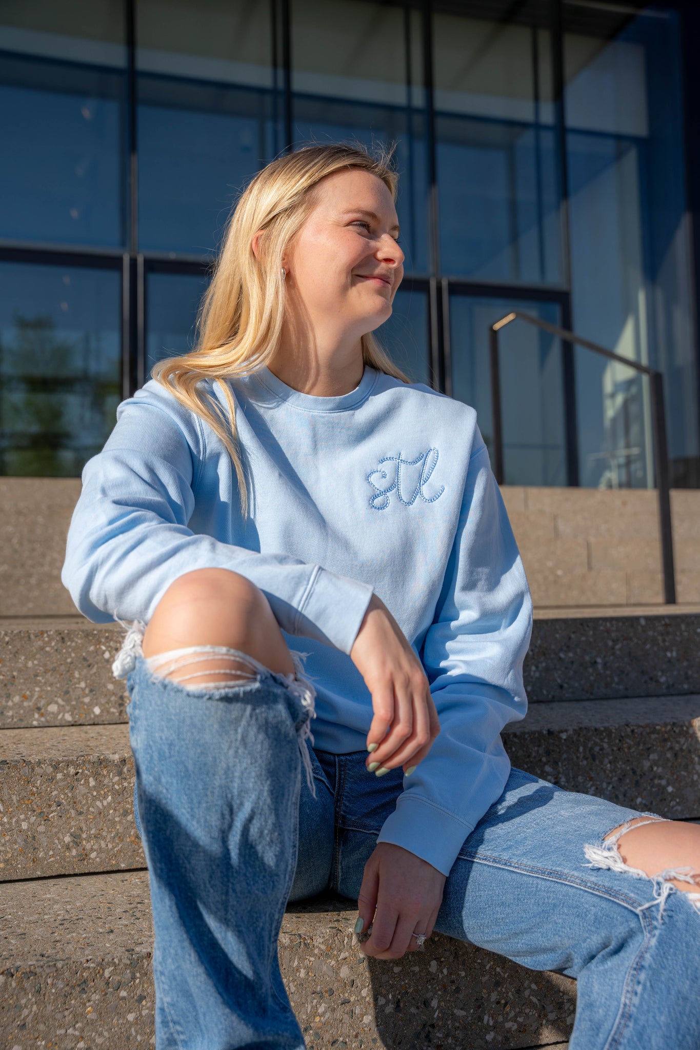 Magnolia Lightweight Embroidered Comfort Colors Sweatshirt