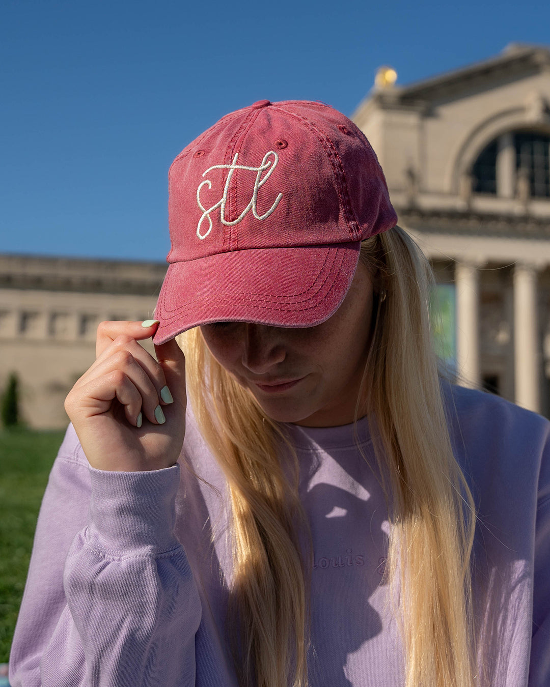 STL Washed Red Embroidered Hat