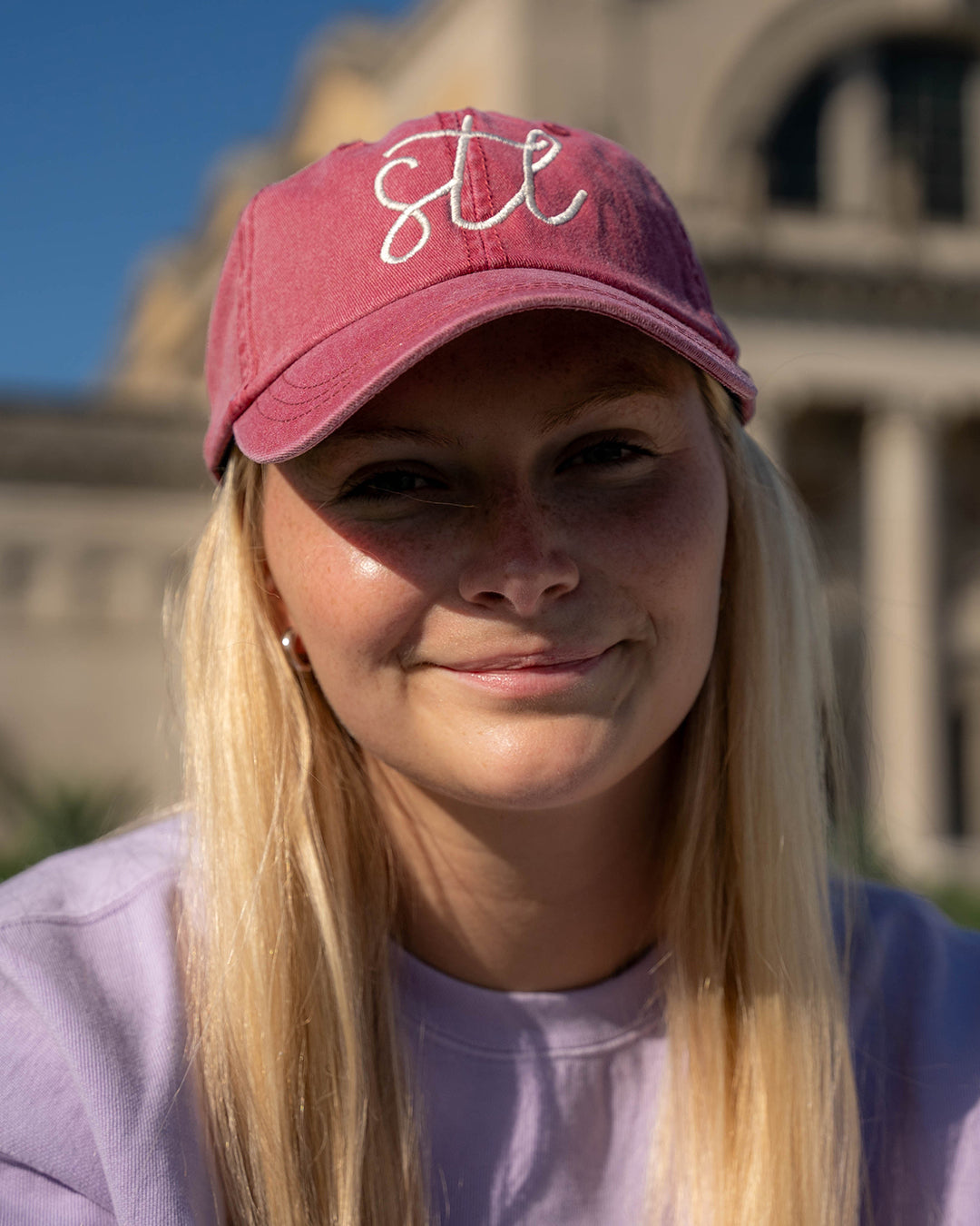 STL Washed Red Embroidered Hat