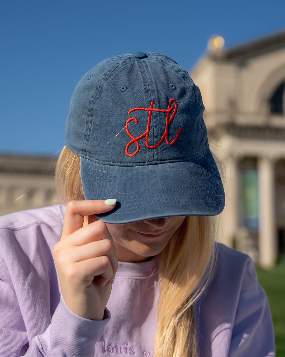STL Washed Navy Embroidered Hat