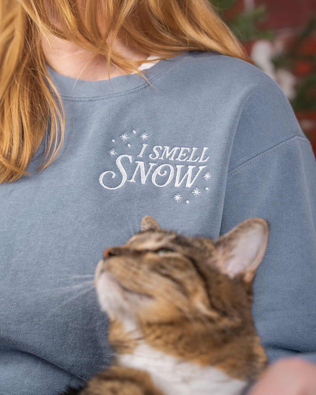 I smell snow embroidered comfort colors crewneck stars hollow sweatshirt