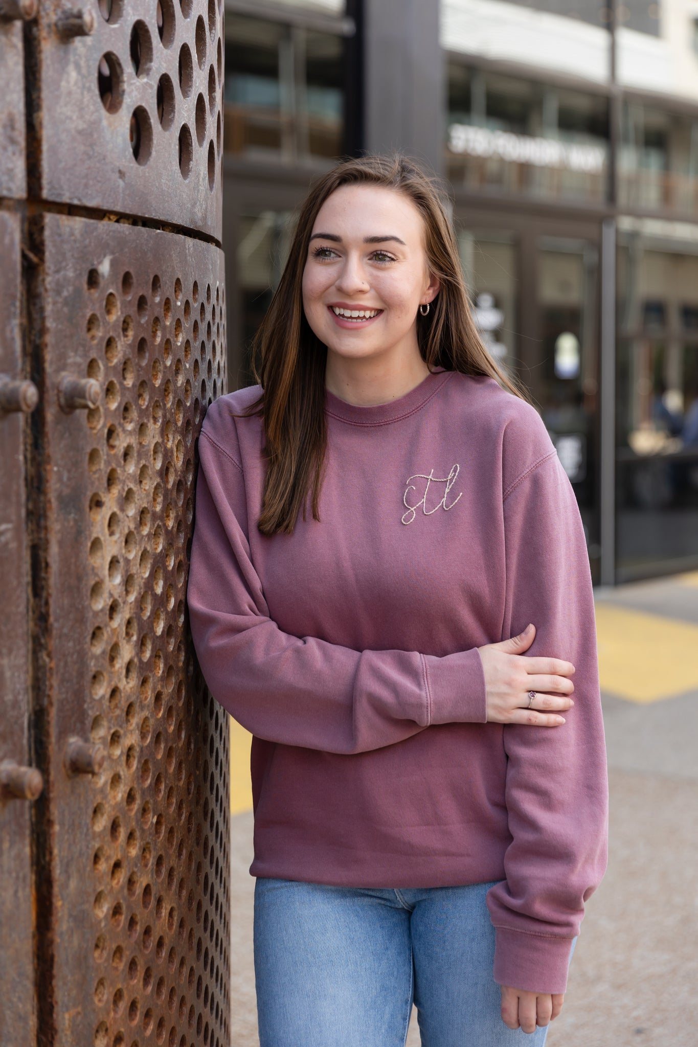 Hand Stitched STL Berry Crewneck Sweatshirt