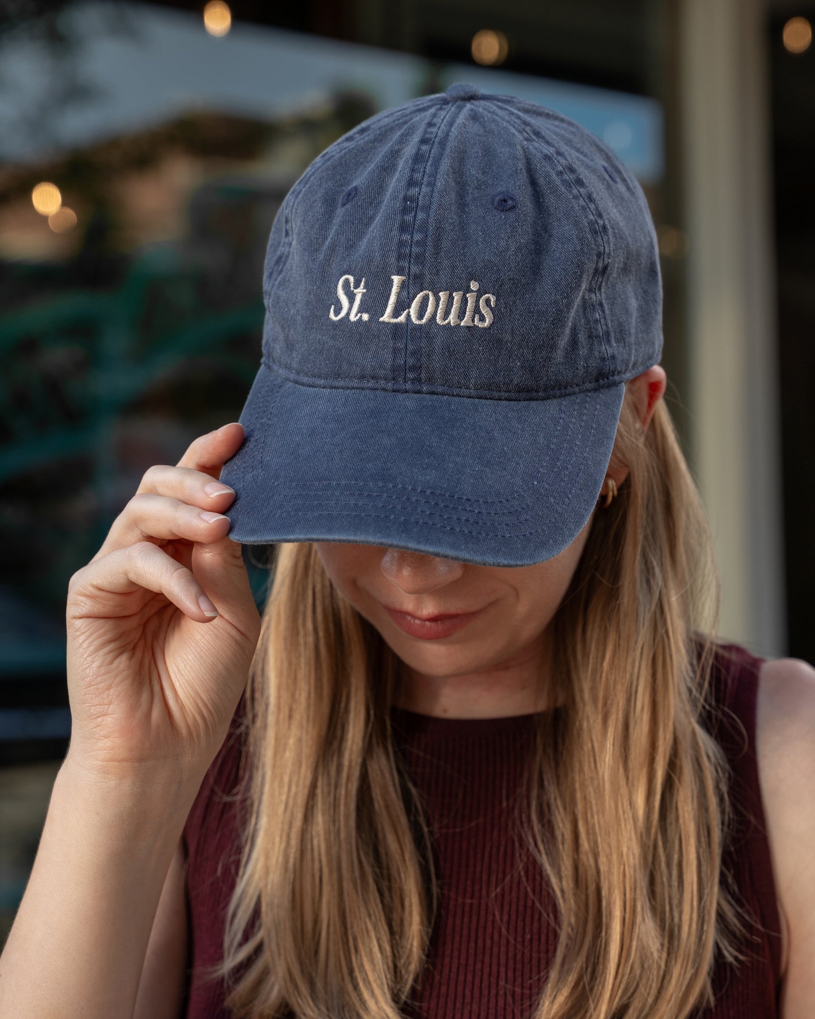 St. Louis STL Vintage Wash Navy Embroidered Hat