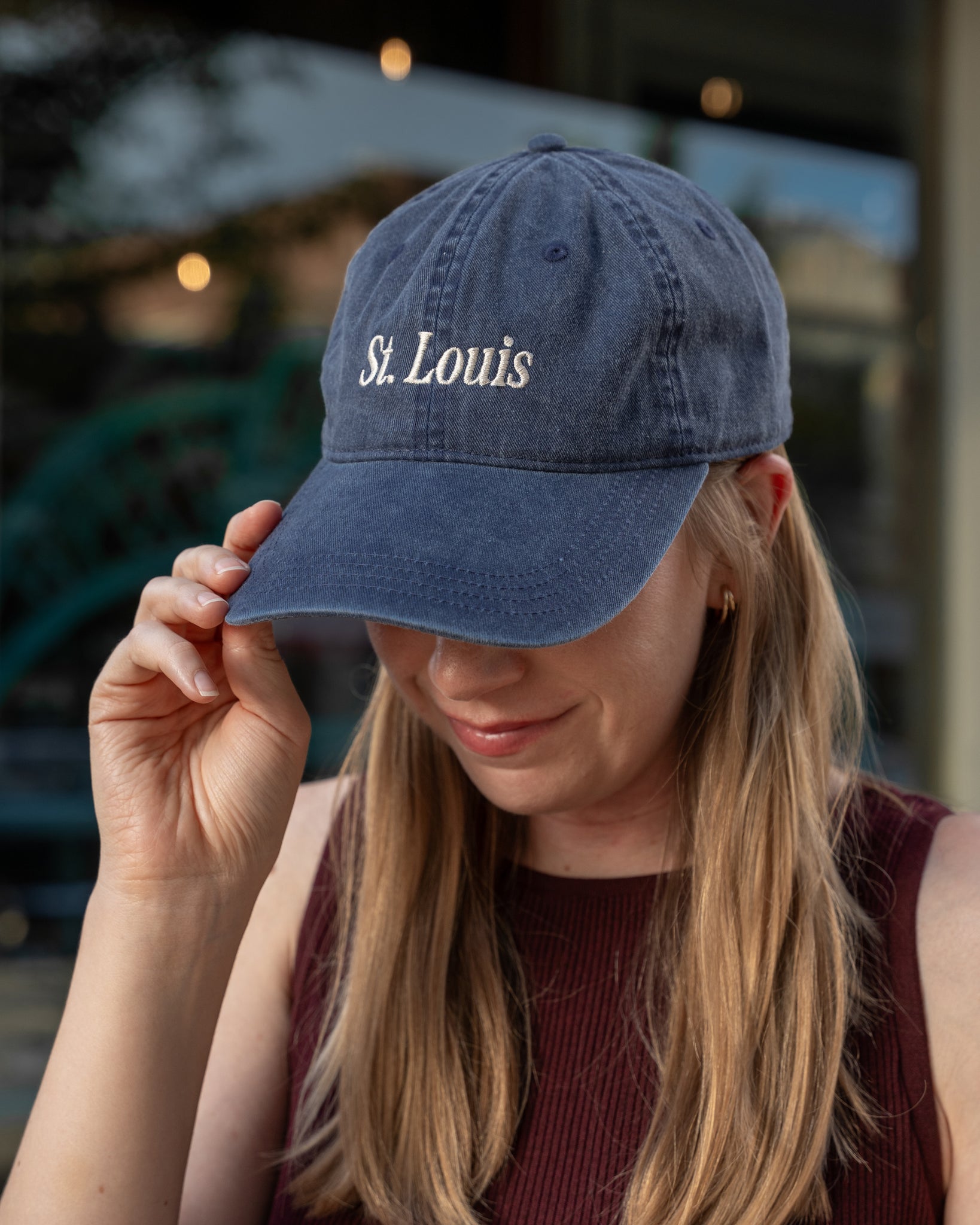 St. Louis STL Vintage Wash Navy Embroidered Hat