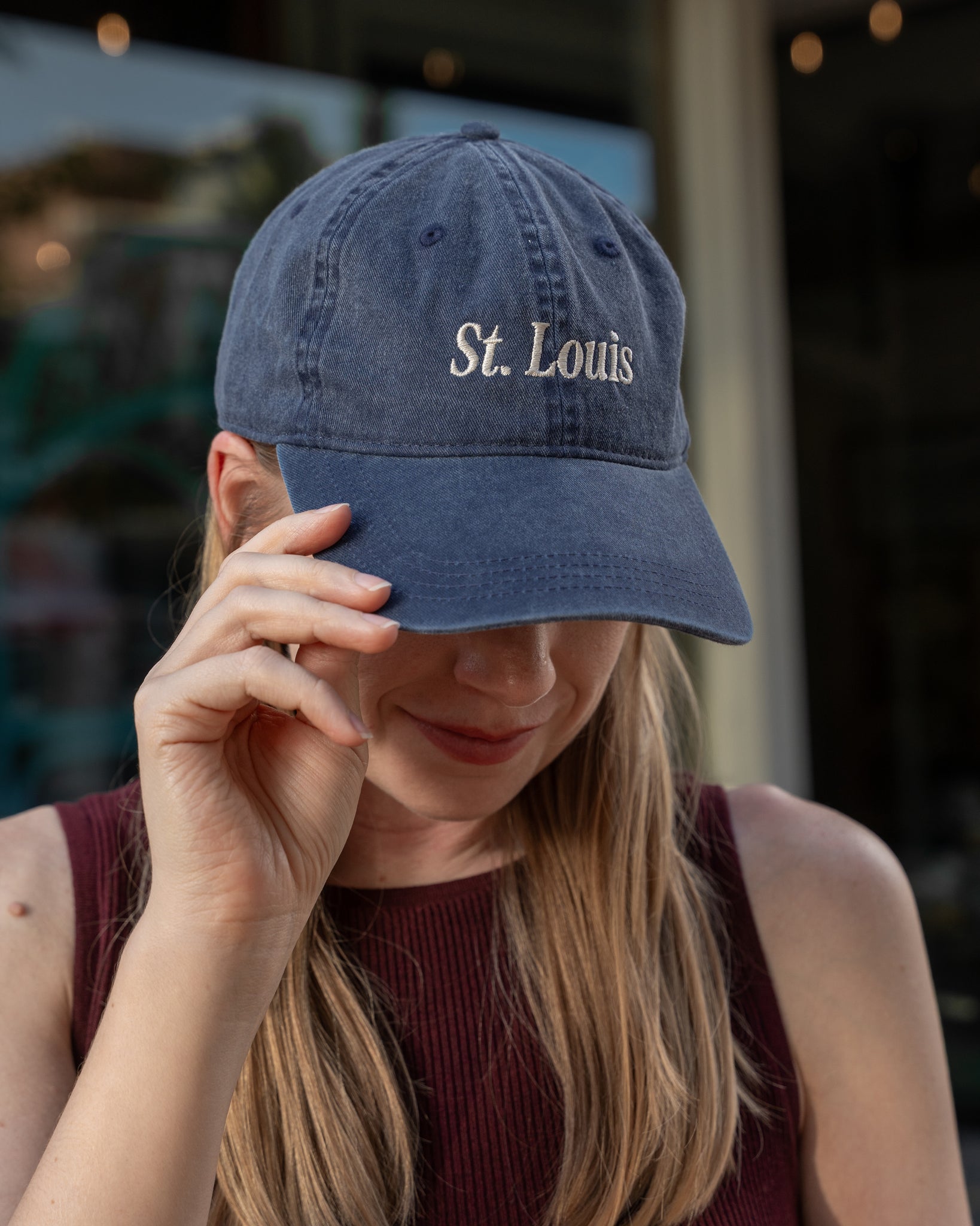 St. Louis STL Vintage Wash Navy Embroidered Hat