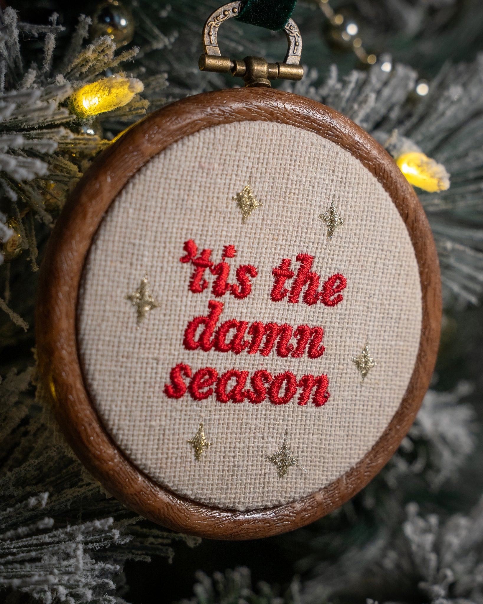 Tis the damn season swiftie embroidered christmas ornament velvet ribbon