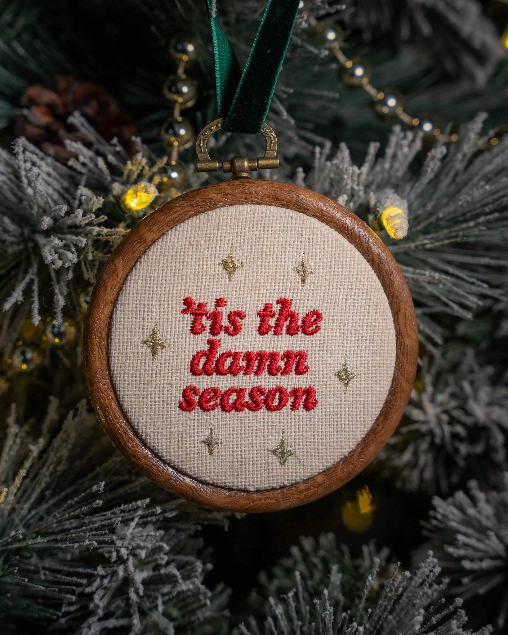Tis the damn season swiftie embroidered christmas ornament velvet ribbon