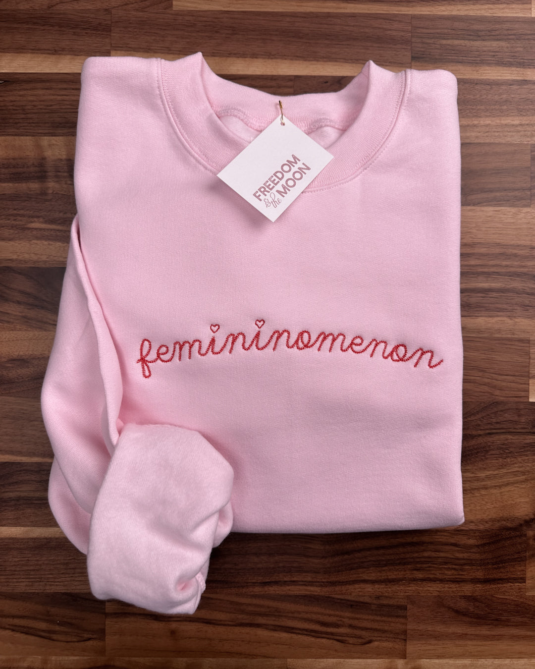 femininomenon embroidered chain stitch pink sweatshirt