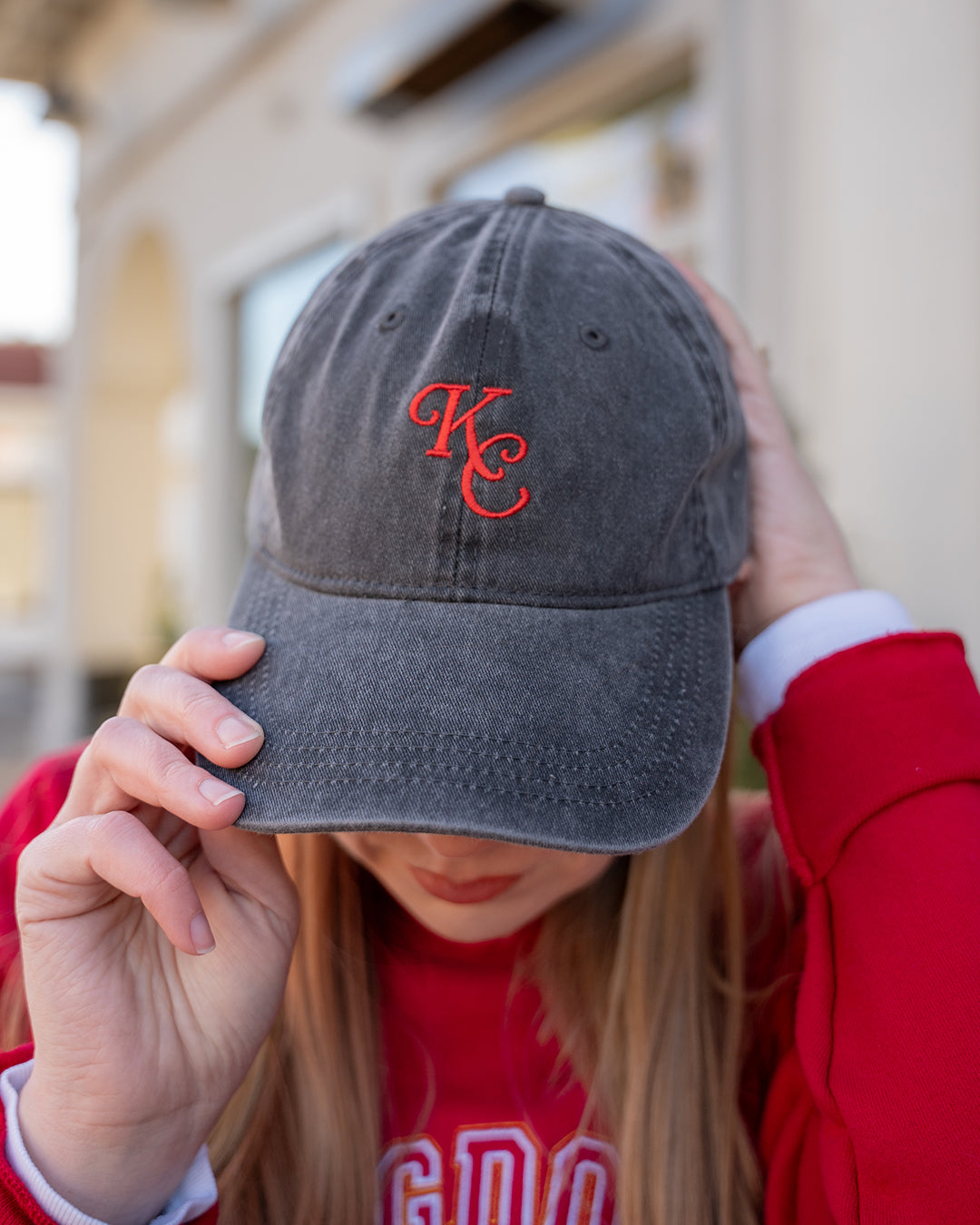 kc kansas city red embroidered hat