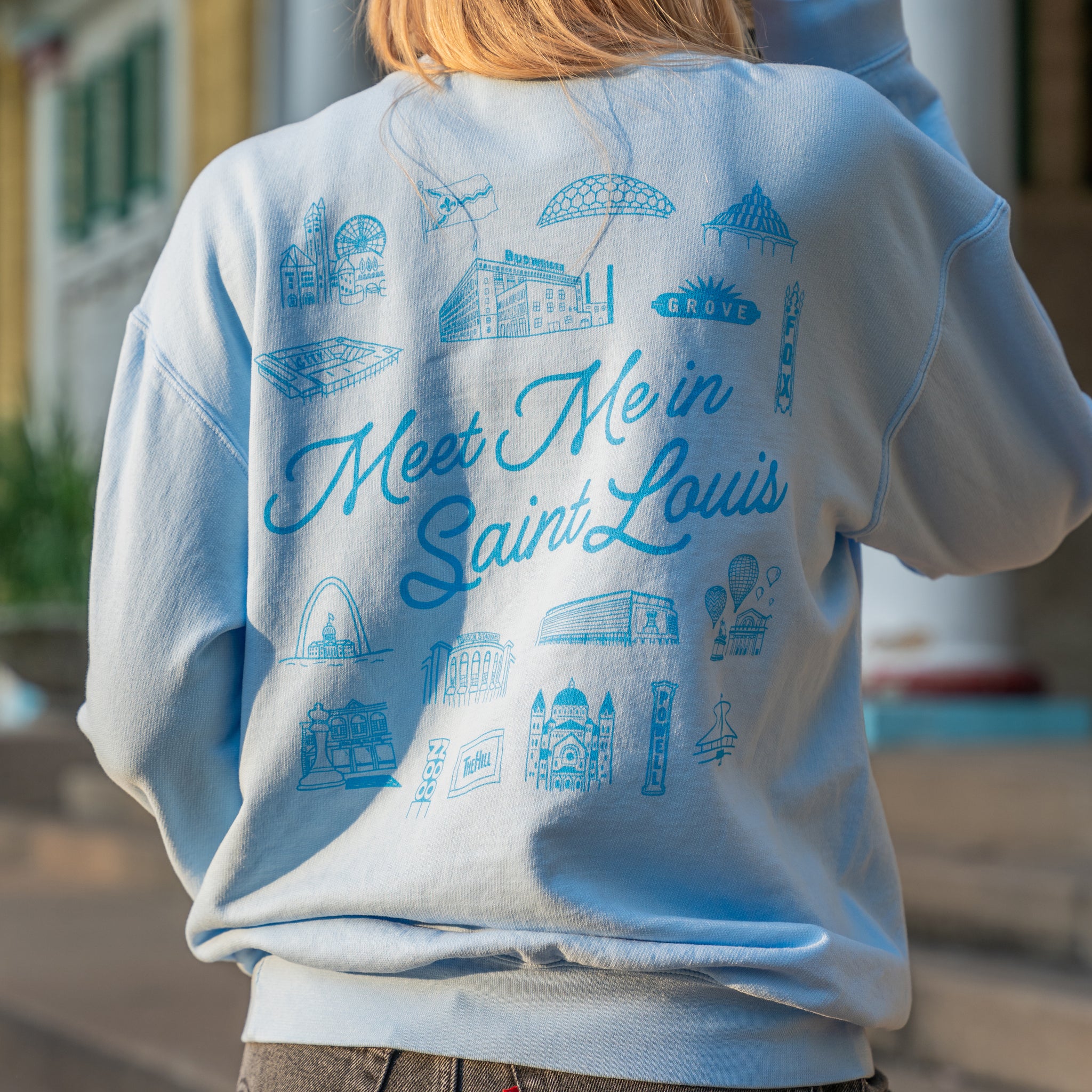 meet me in st Louis blue lightweight crewneck 100% cotton comfort colors