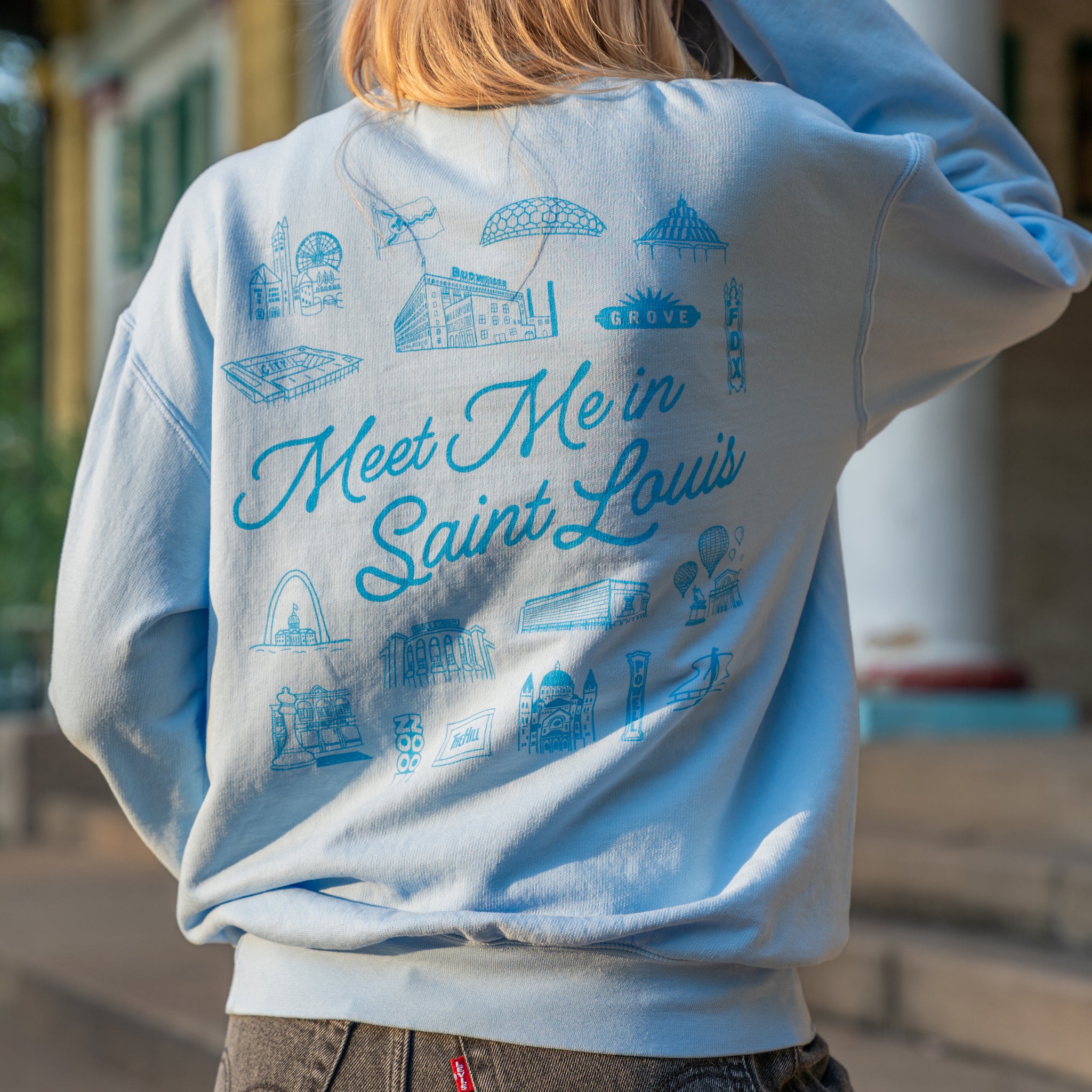 meet me in st Louis blue lightweight crewneck 100% cotton comfort colors