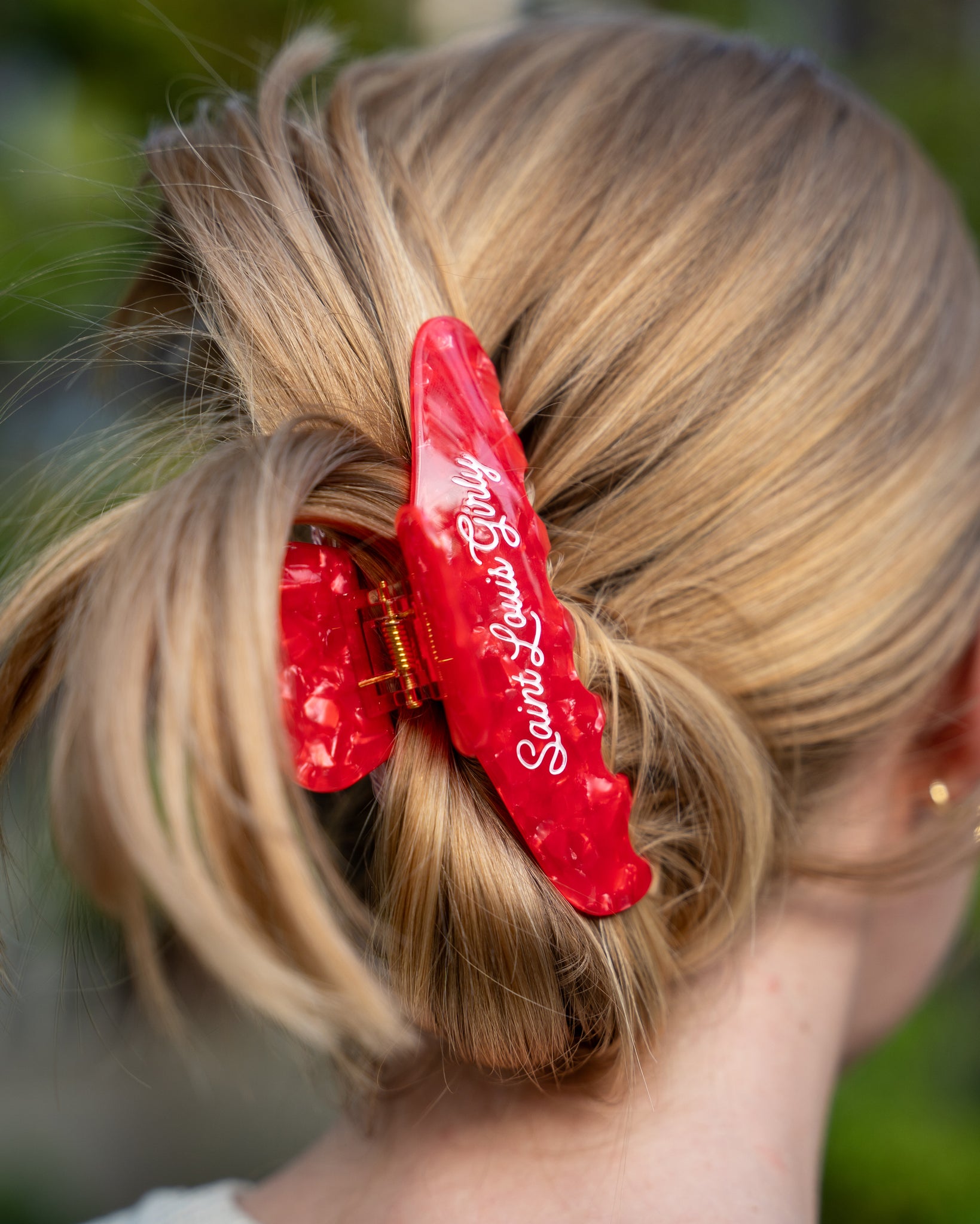 red Saint Louis girly claw clip