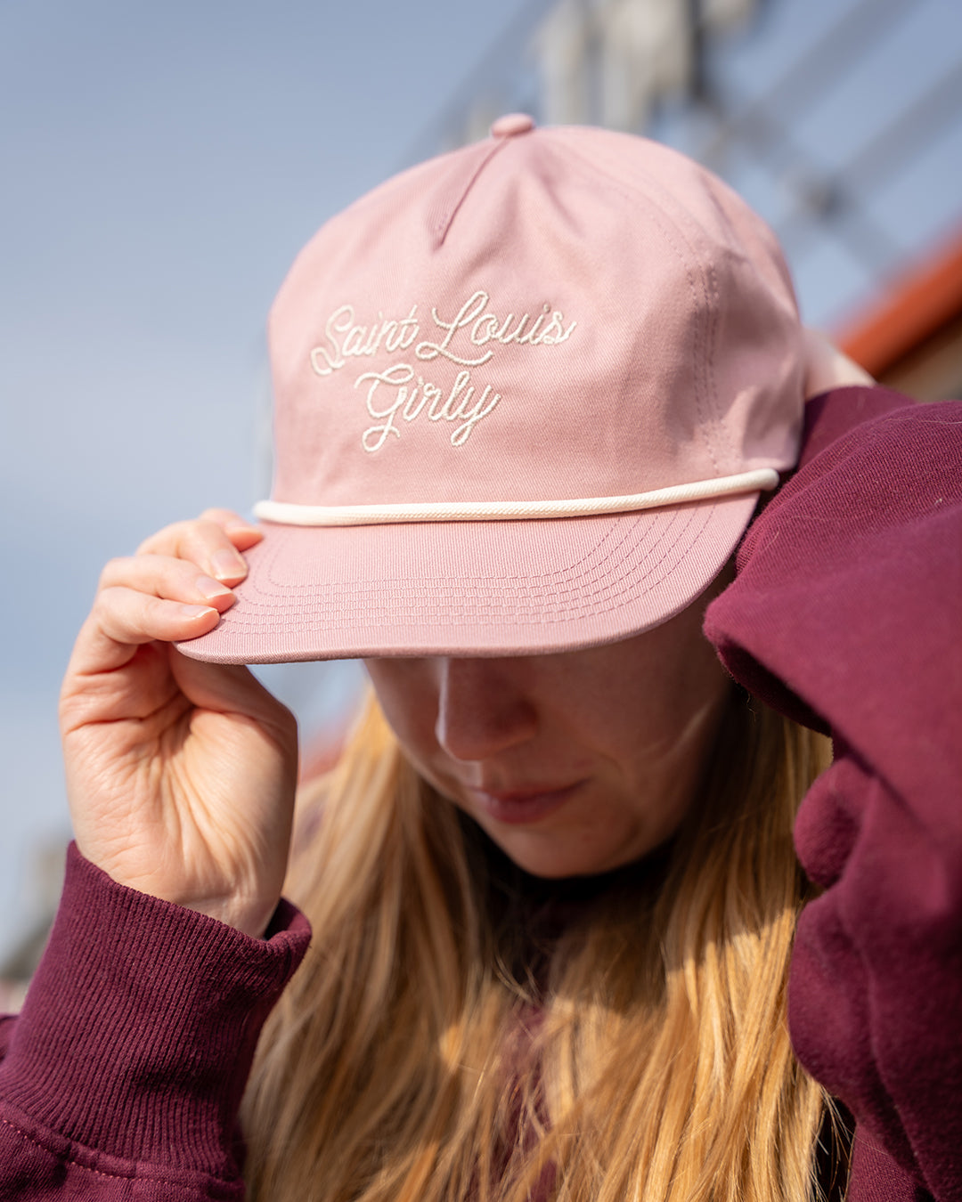 saint Louis girly rope vintage style snapback cap pink