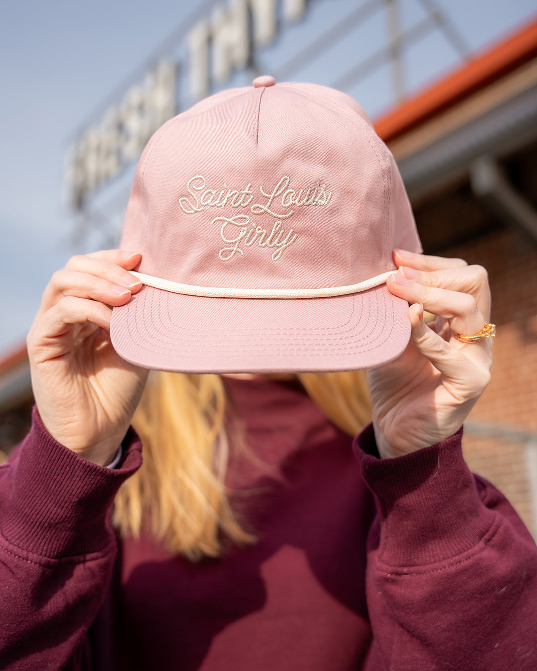 saint Louis girly rope vintage style snapback cap pink