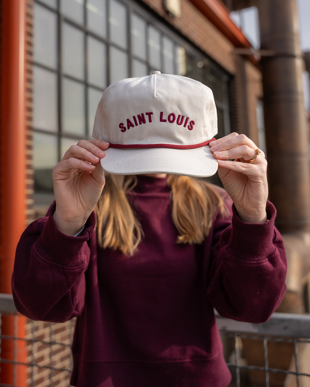 saint louis rope vintage style snapback cap burgundy maroon