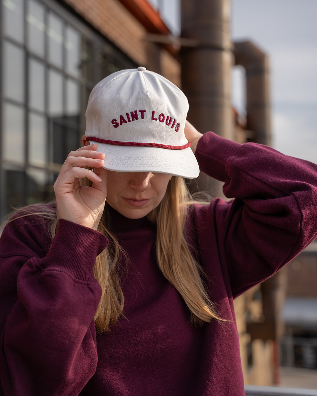 saint louis rope vintage style snapback cap burgundy maroon