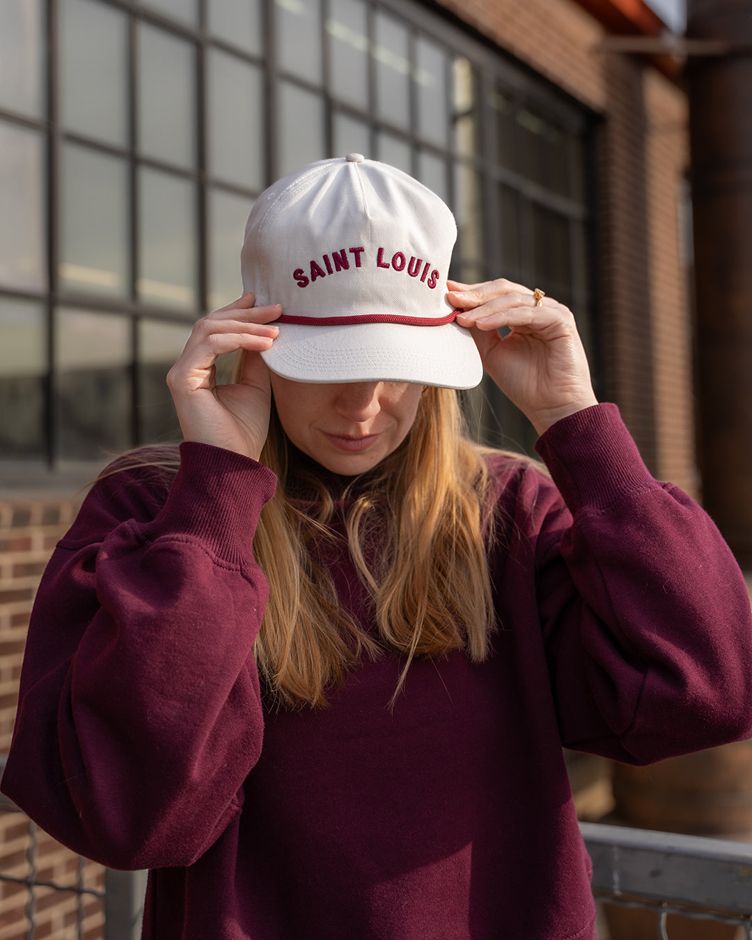 saint louis rope vintage style snapback cap burgundy maroon