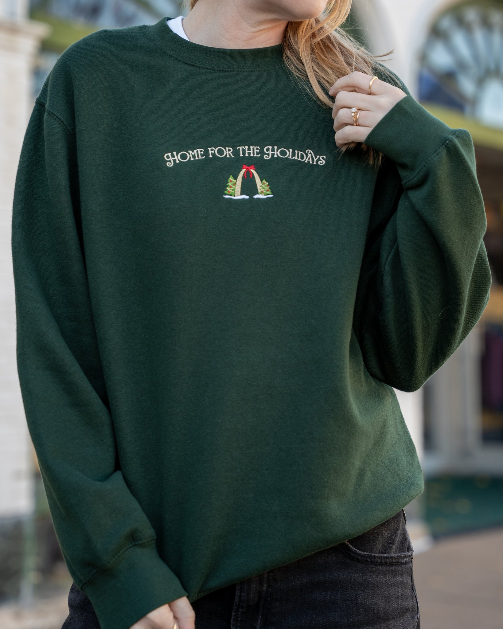 st louis arch home for the holidays embroidered christmas sweatshirt