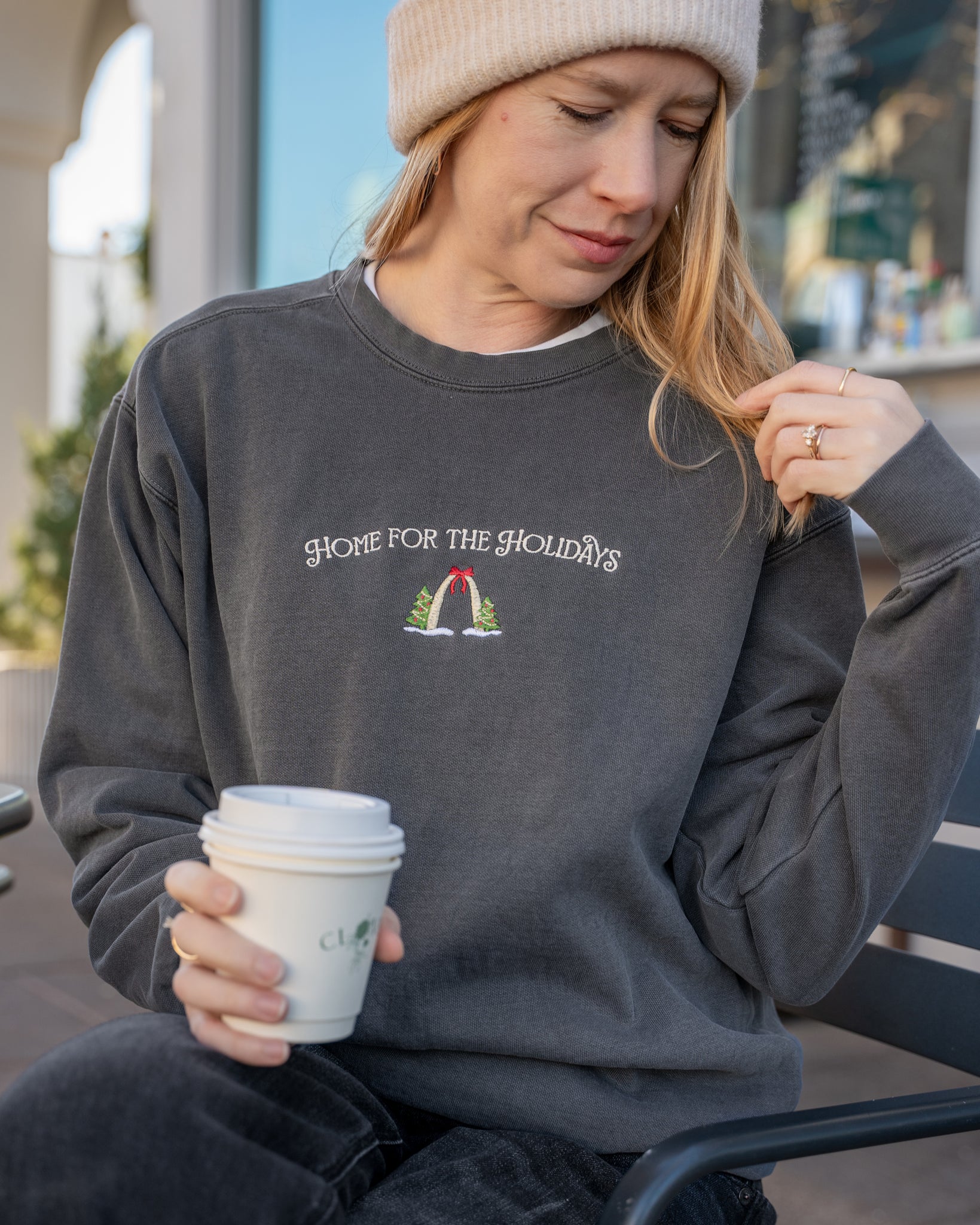st louis arch home for the holidays embroidered comfort colors christmas sweatshirt
