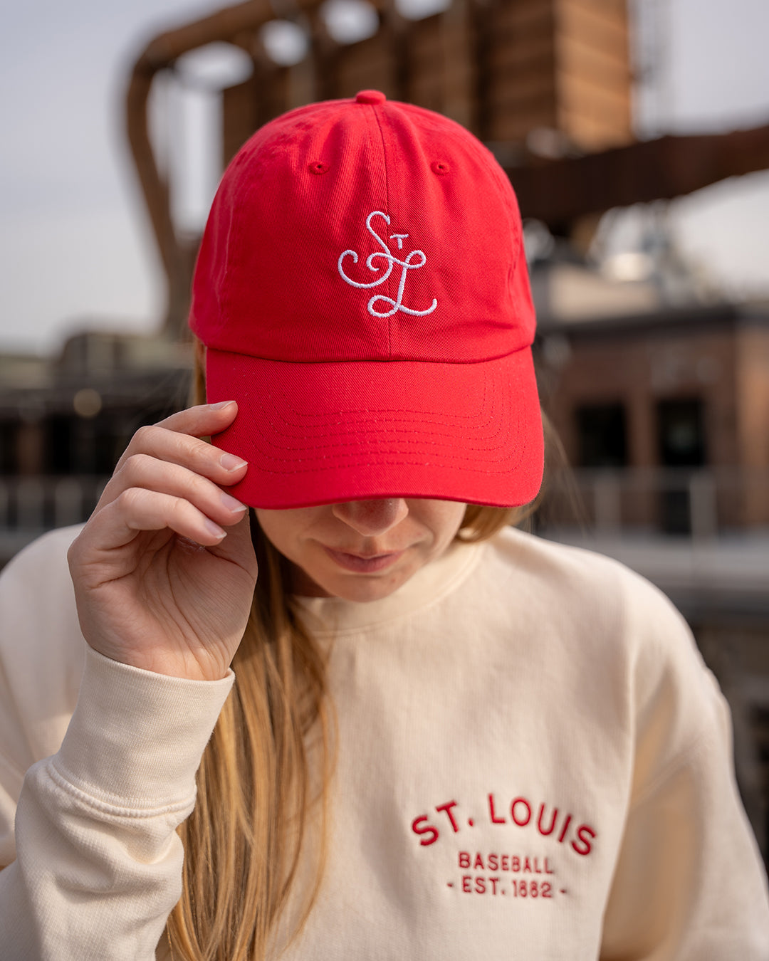 stl embroidered dad hat red baseball cardinals saint louis