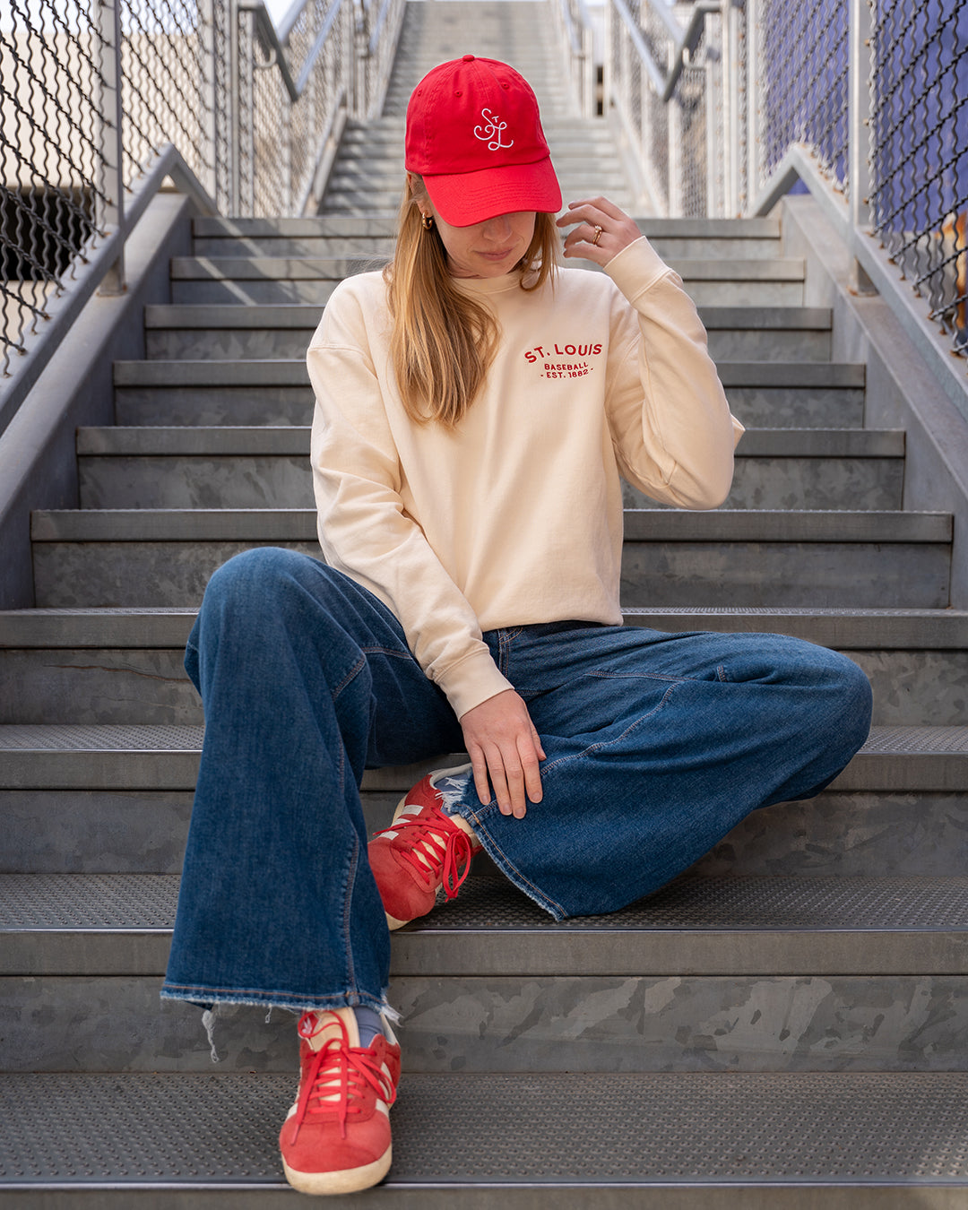 stl embroidered dad hat red baseball cardinals saint louis
