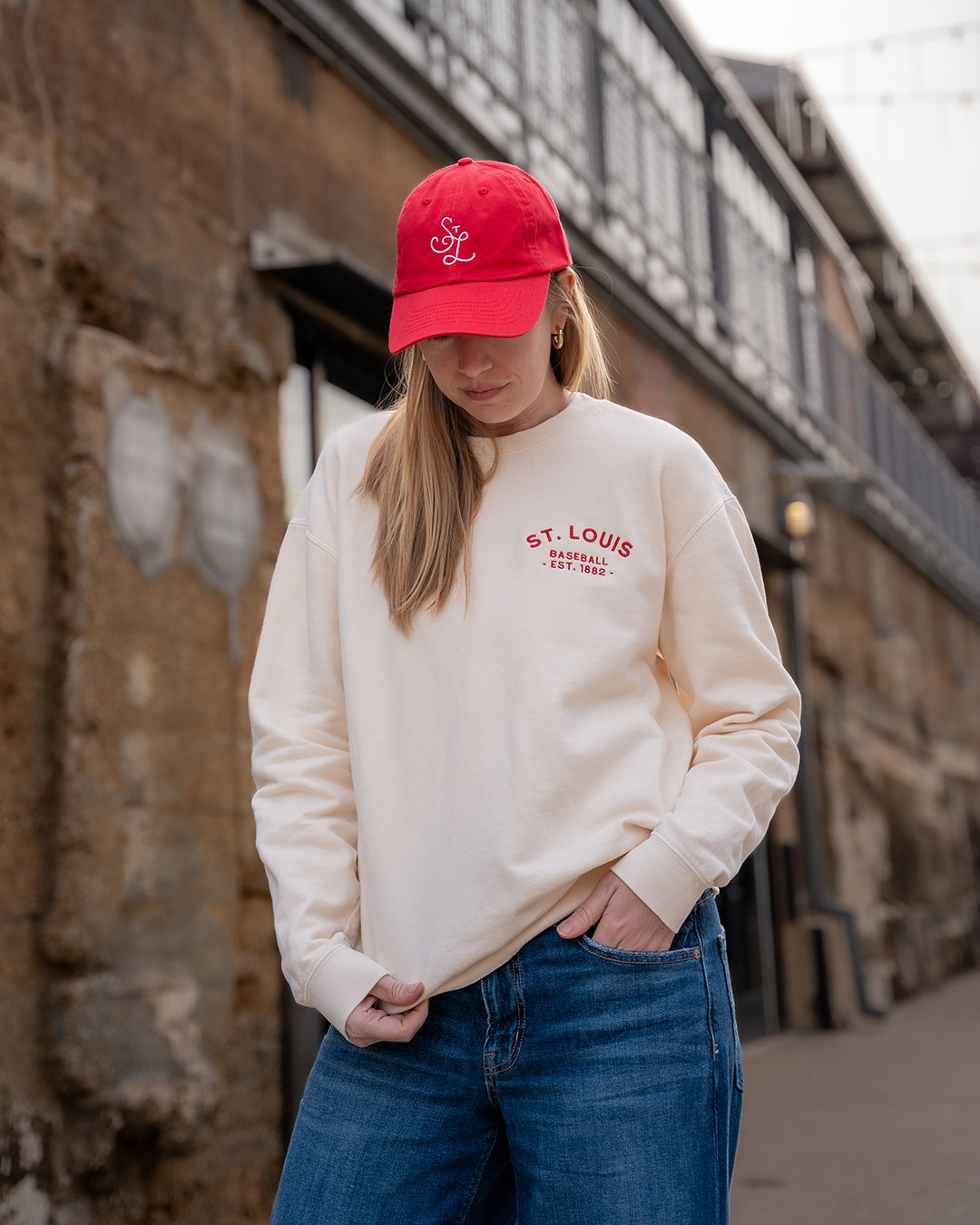 stl embroidered dad hat red baseball cardinals saint louis