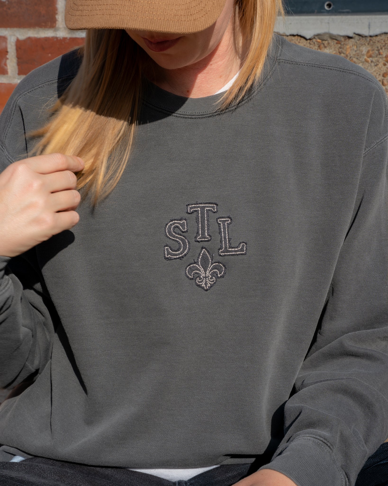 stl fleur de lis applique embroidered vintage style comfort colors sweatshirt