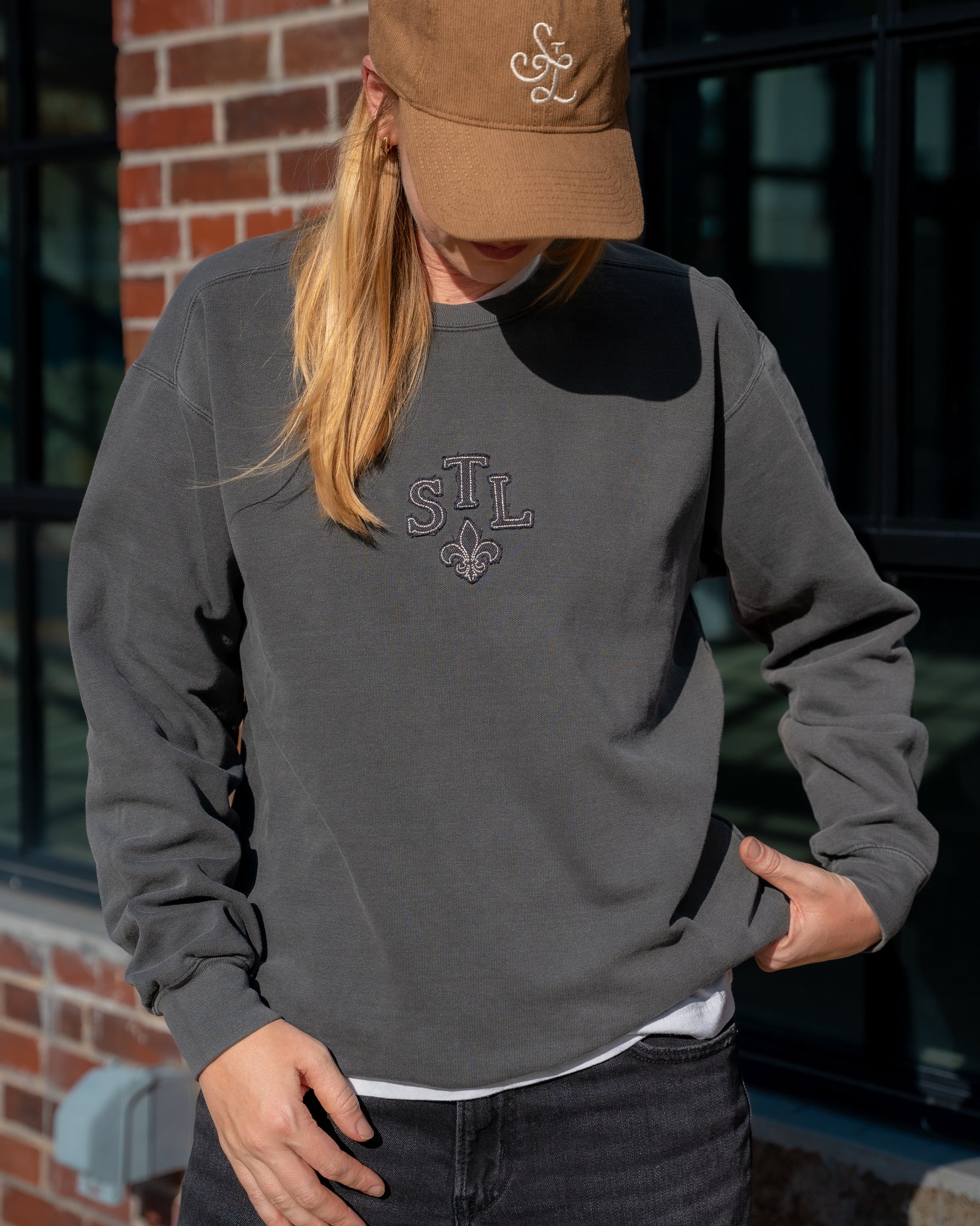stl fleur de lis applique embroidered vintage style comfort colors sweatshirt