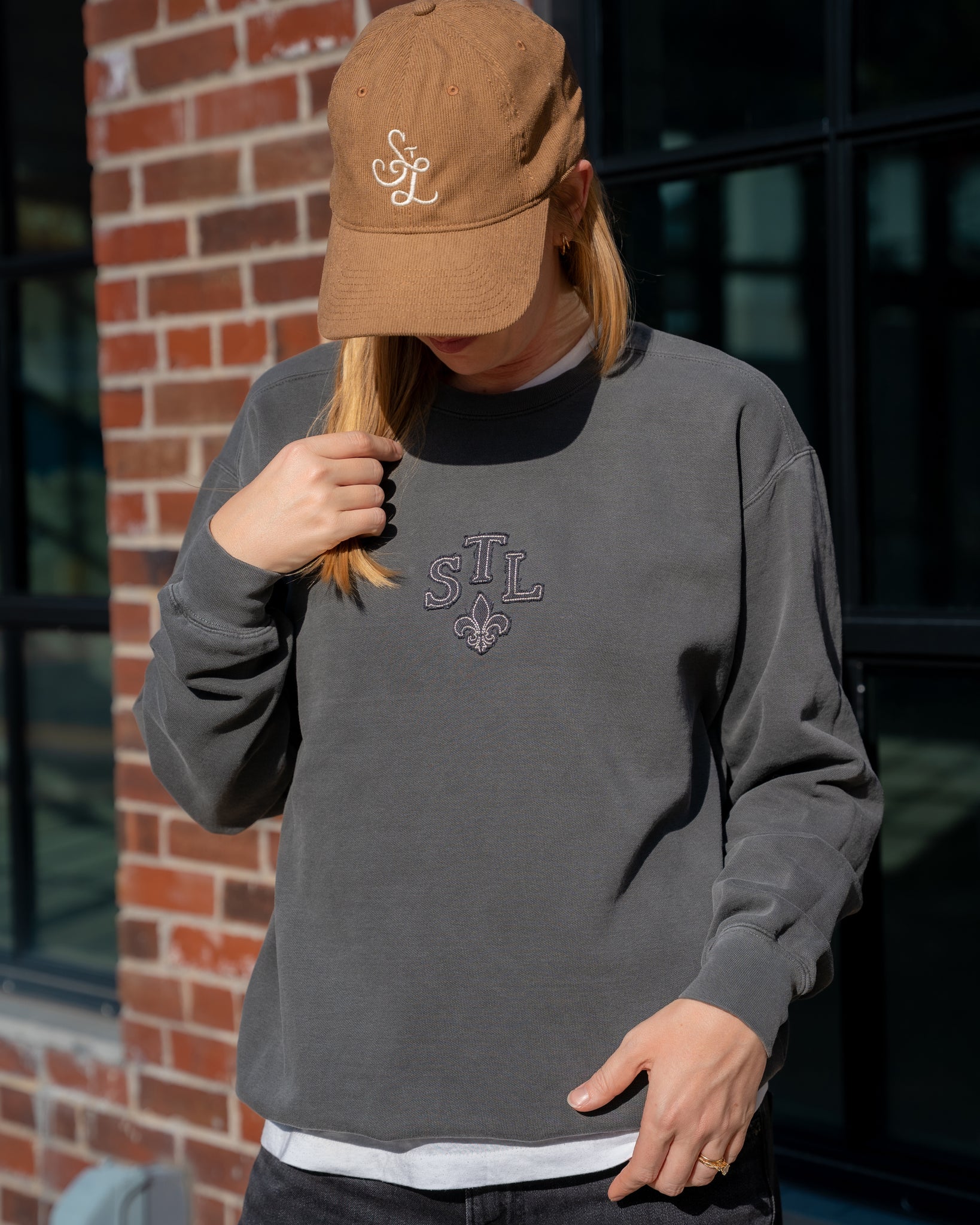 stl fleur de lis applique embroidered vintage style comfort colors sweatshirt