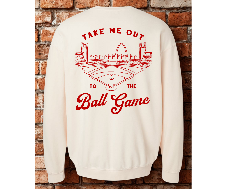 take me out to the ball game ivory lightweight crewneck