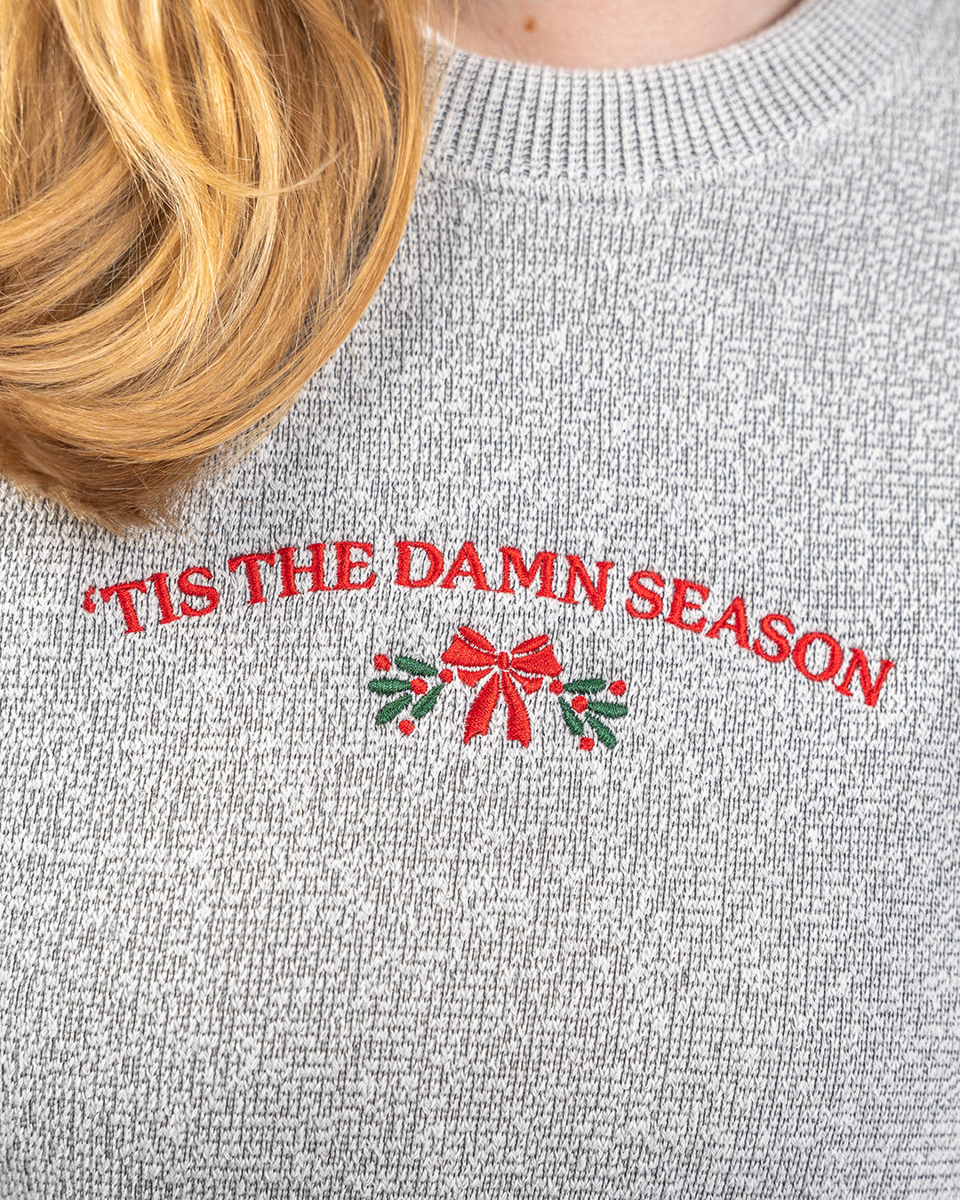 'tis the damn season embroidered comfort colors sweatshirt