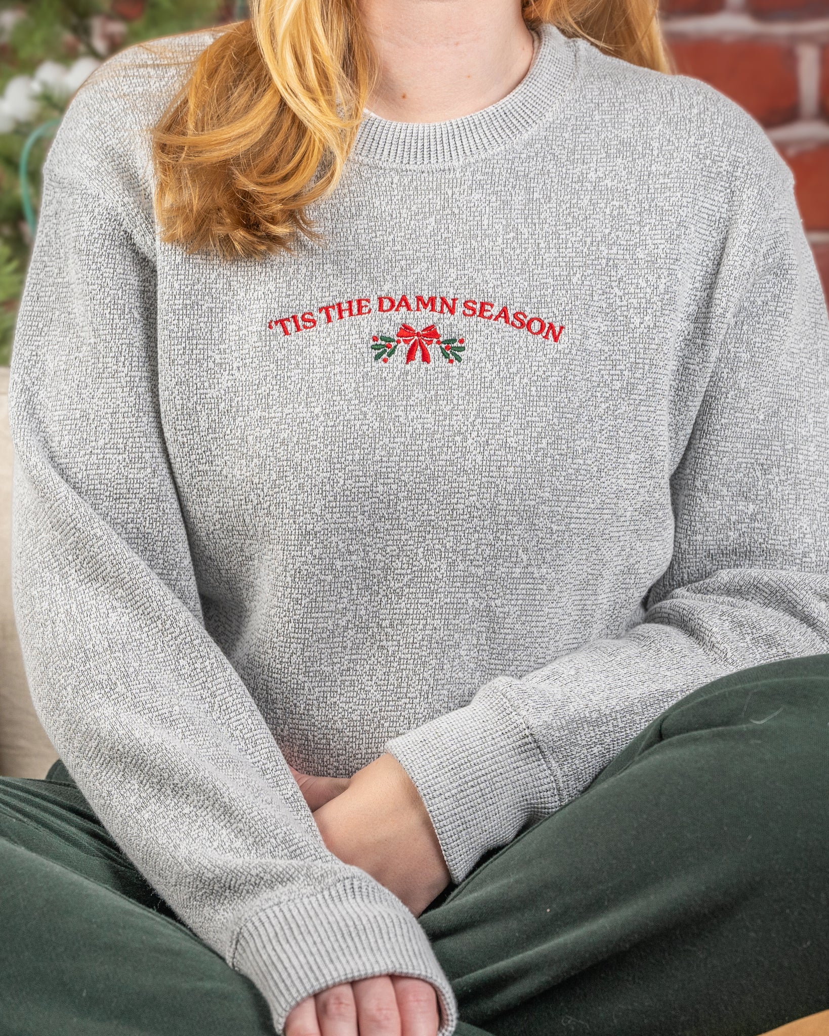 'tis the damn season embroidered comfort colors sweatshirt