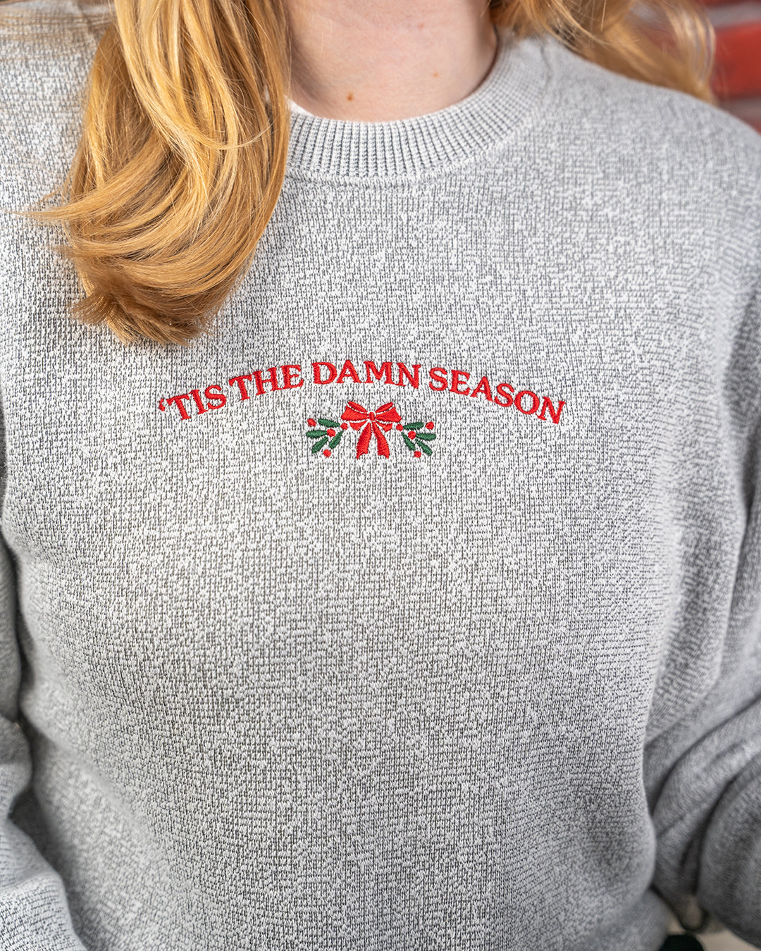 'tis the damn season embroidered comfort colors sweatshirt