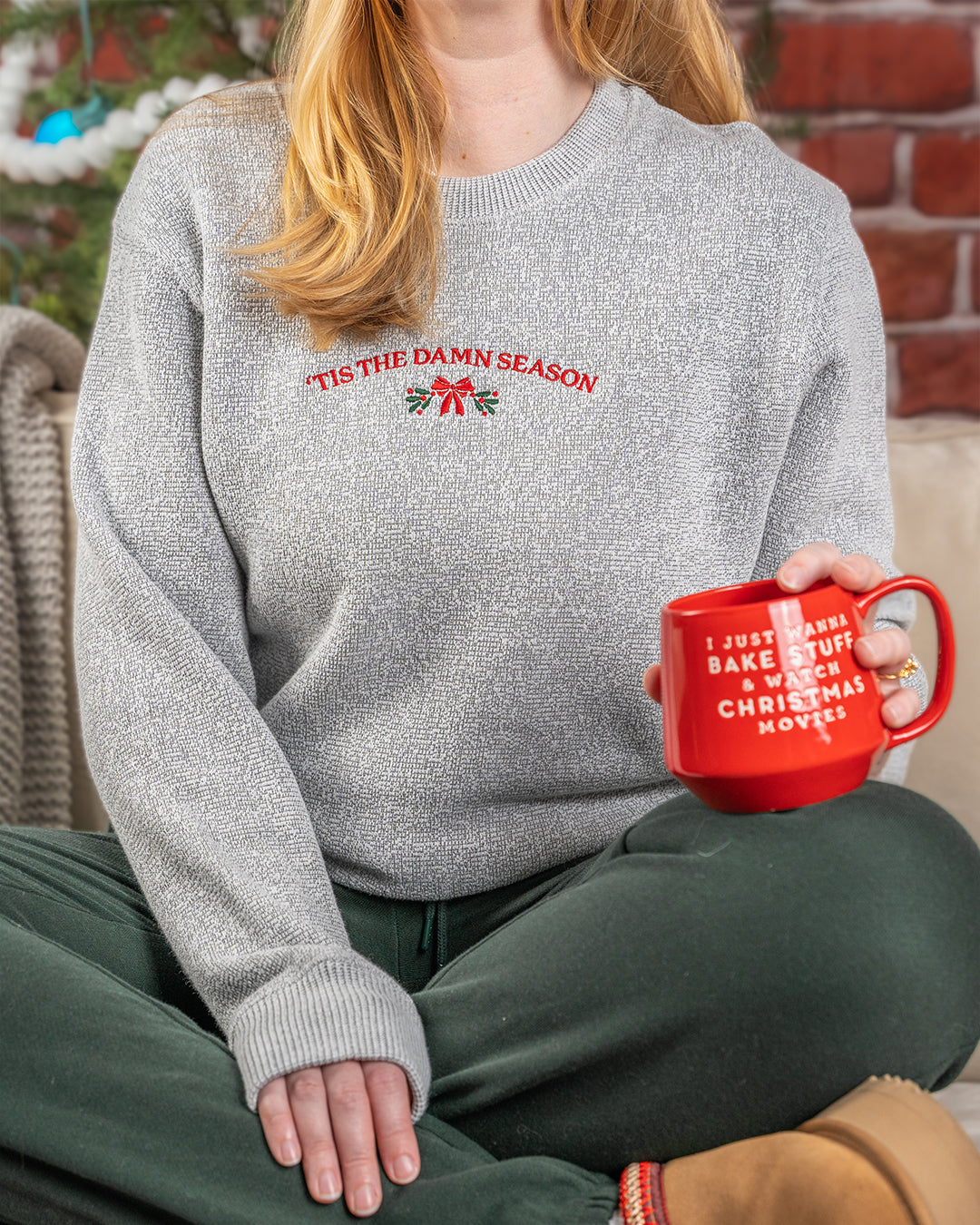 'tis the damn season embroidered comfort colors sweatshirt