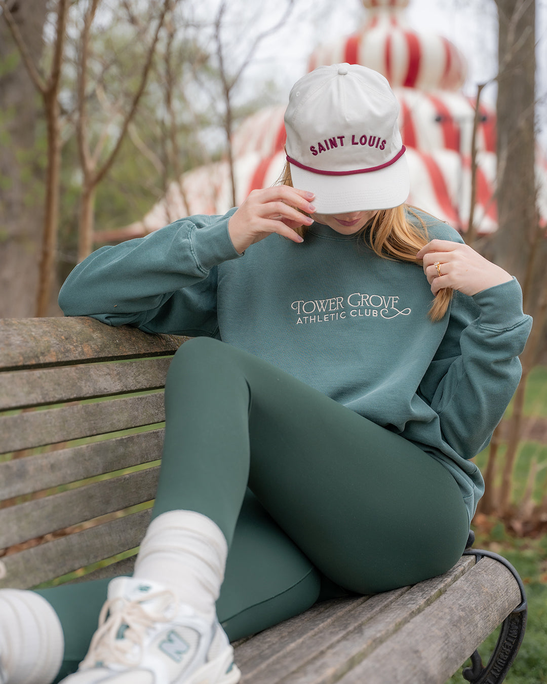 tower grove athletic club embroidered comfort colors crewneck sweatshirt green