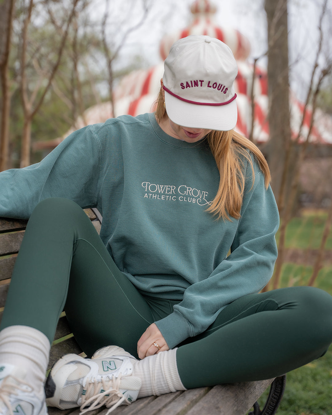tower grove athletic club embroidered comfort colors crewneck sweatshirt green
