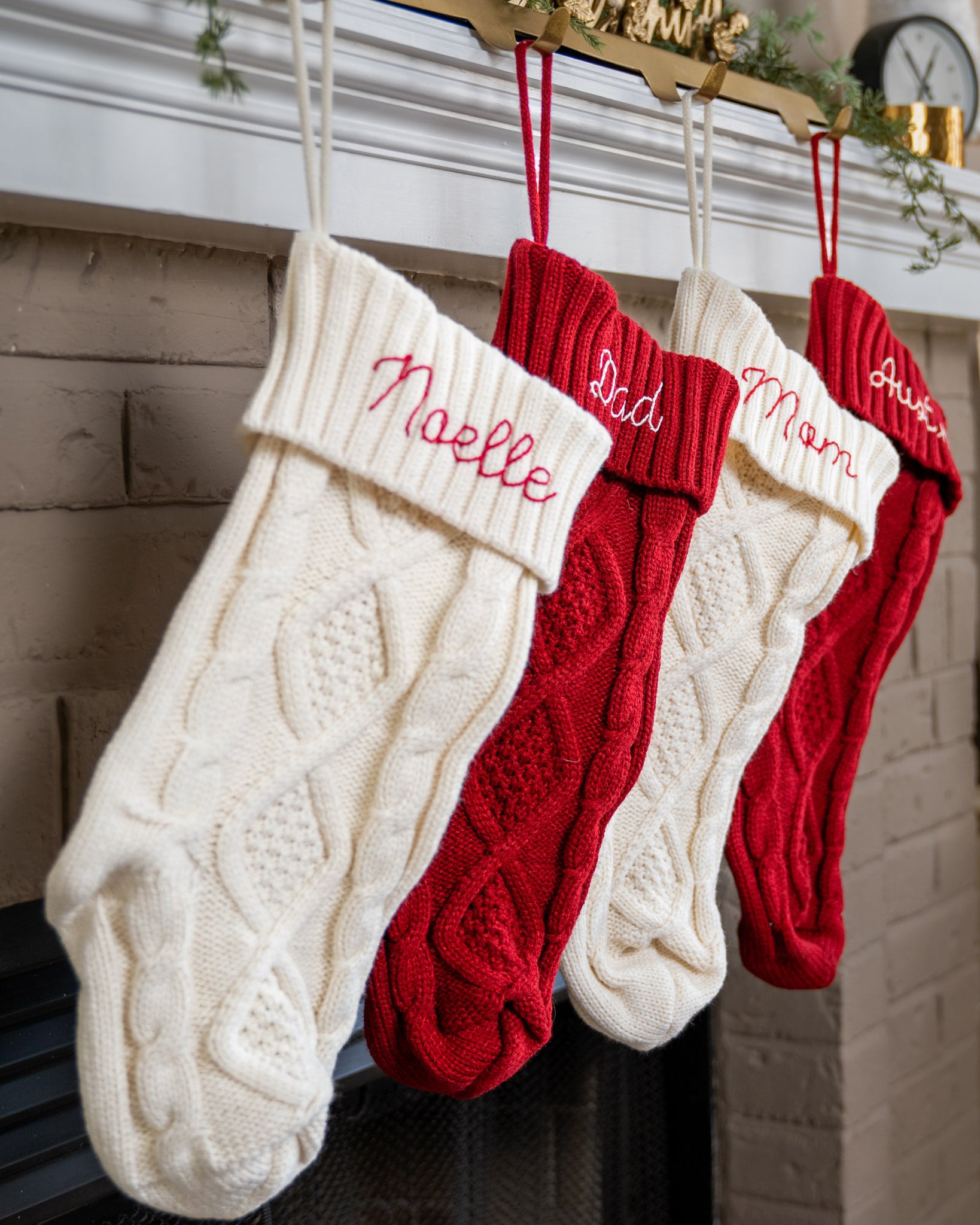 Hand Embroidered Cable Knit Stocking