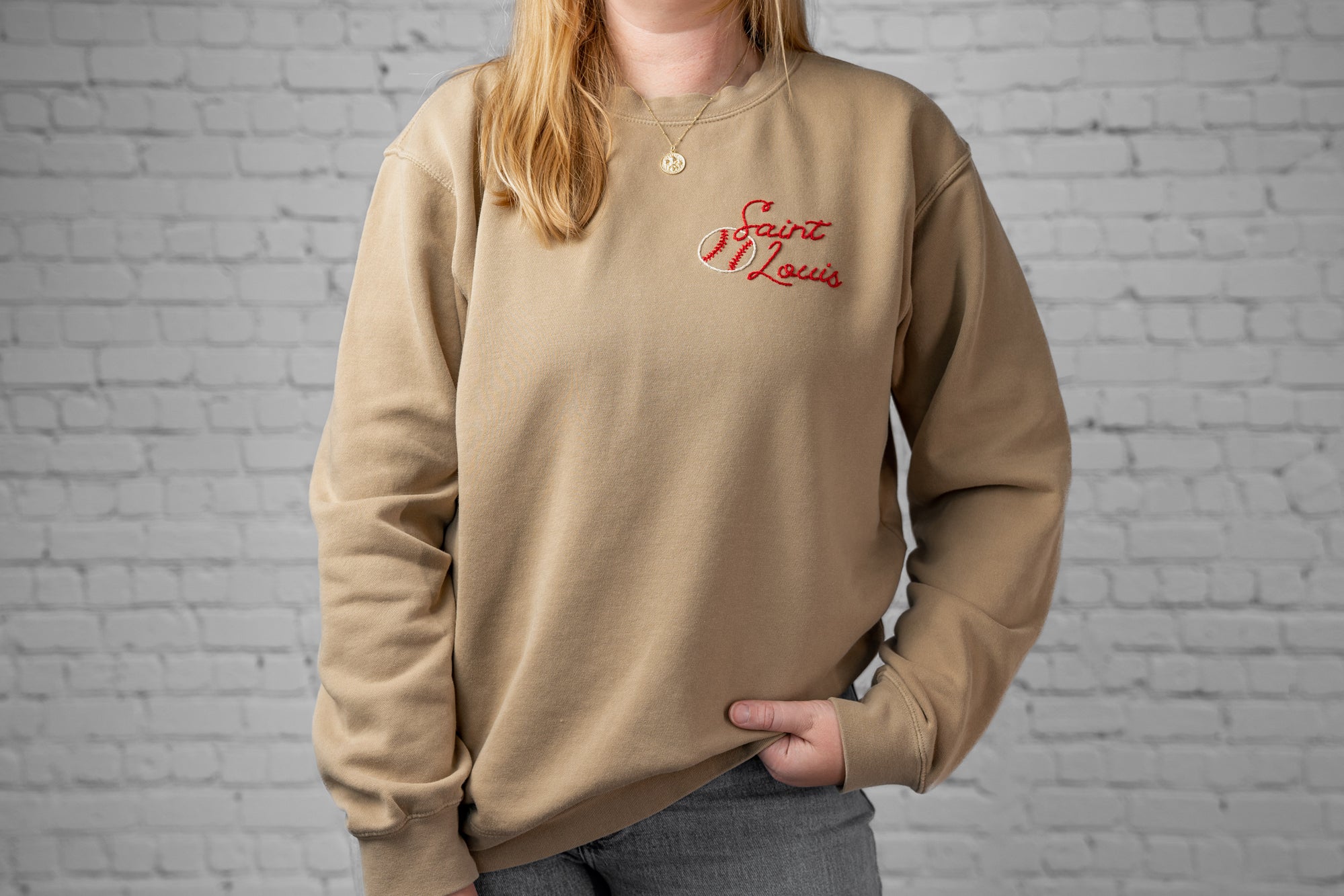 Saint Louis Baseball Hand Embroidered Sweatshirt
