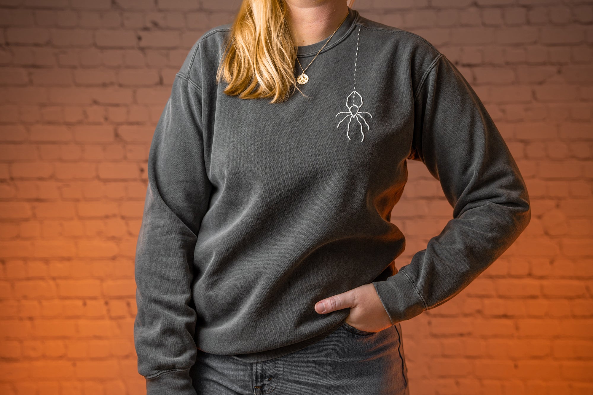 Spooky Spider Hand Stitched Sweatshirt