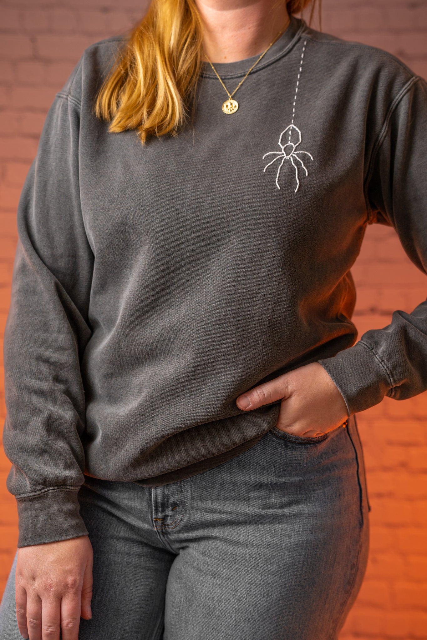 Spooky Spider Hand Stitched Sweatshirt