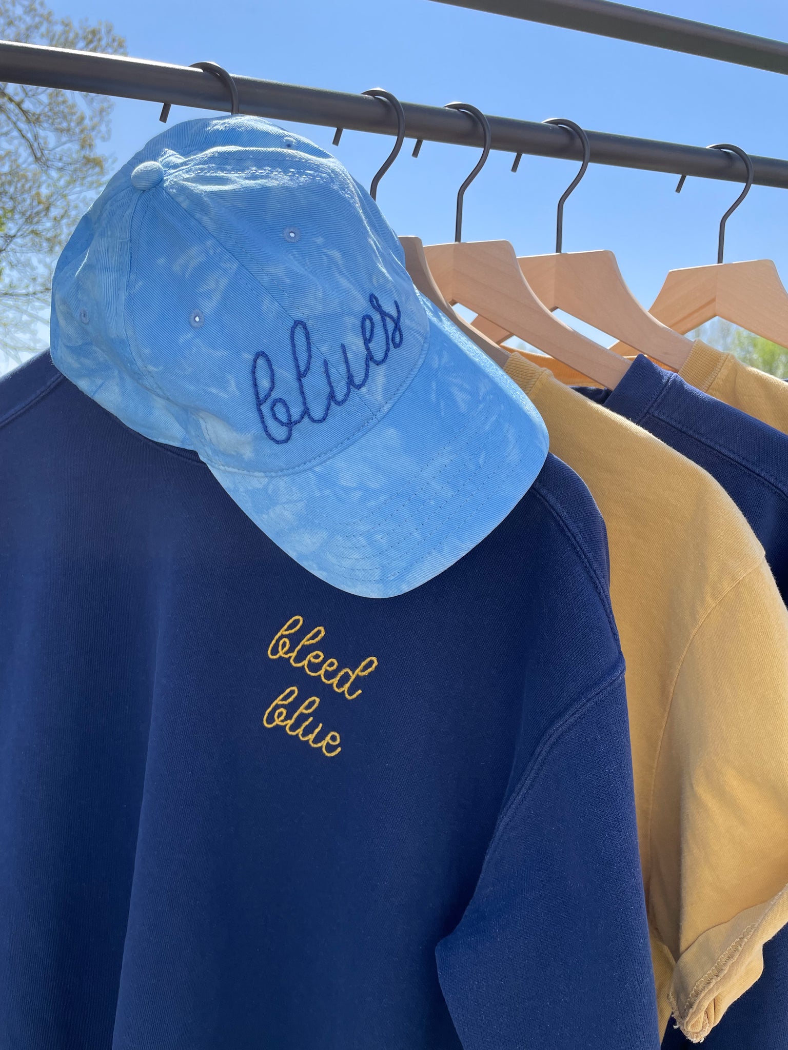 Blues Tie Dye Hand Embroidered Dad Hat